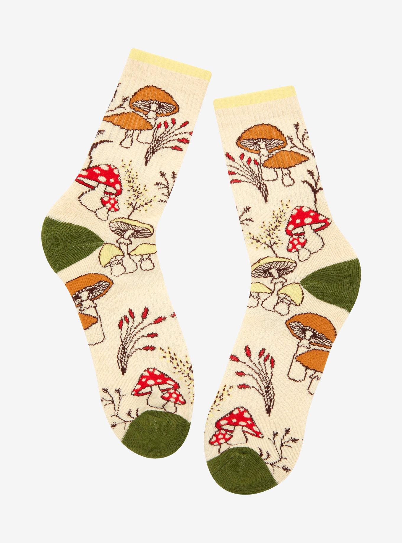 Mushroom Foliage Crew Socks, , hi-res