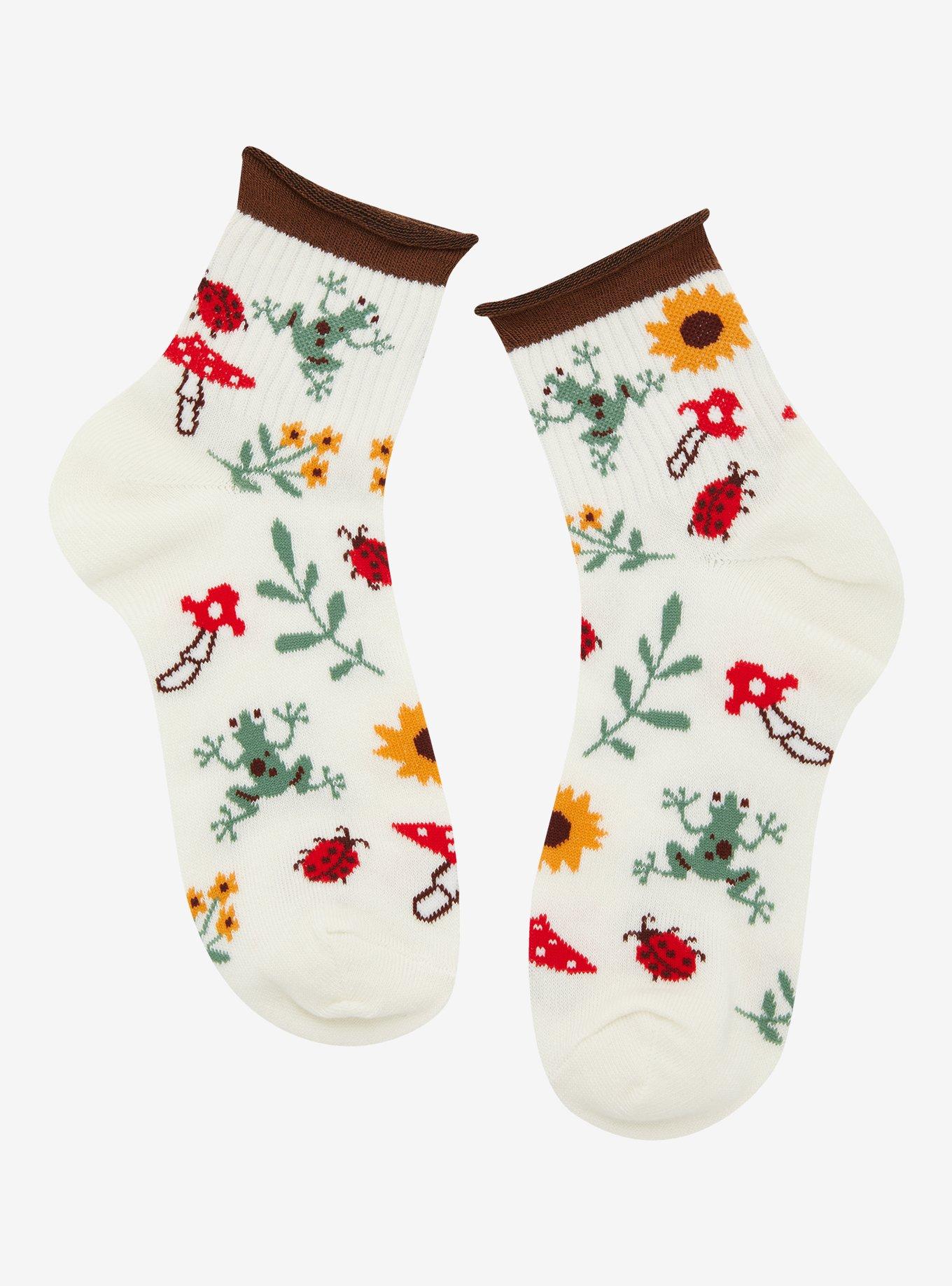 Frog Mushroom Ladybug Ankle Socks, , hi-res