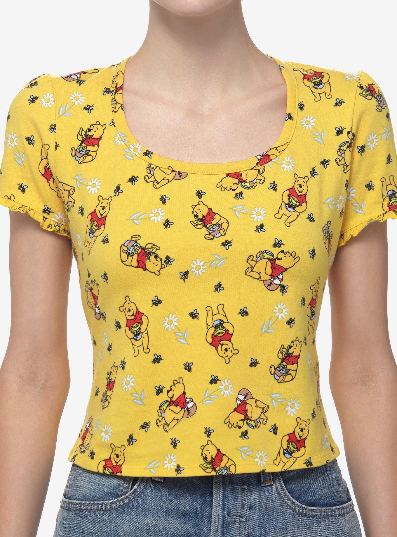 Disney Winnie The Pooh Floral Lettuce Trim Top, MULTI, hi-res