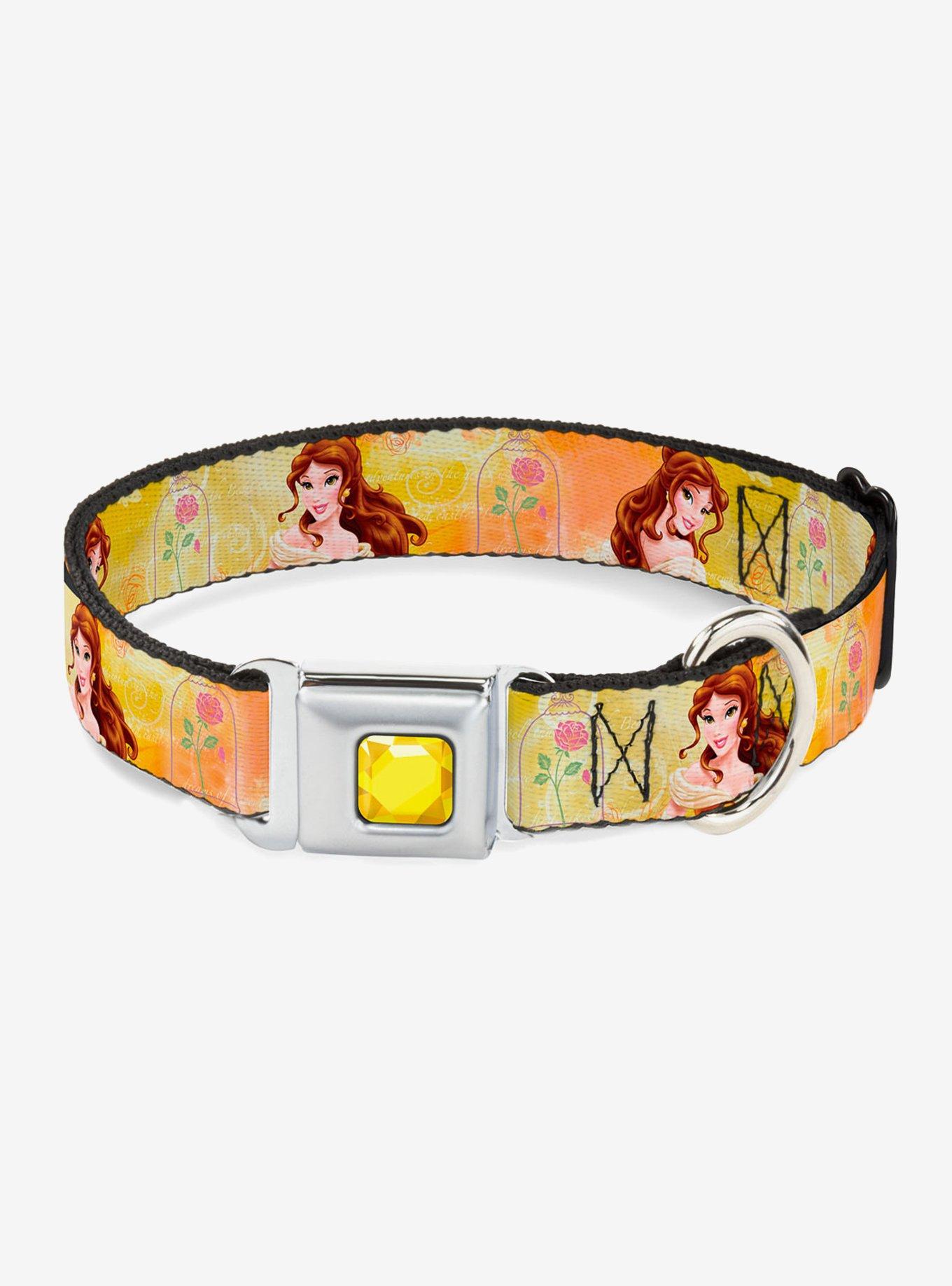 Disney Beauty And The Beast Enchanted Rose Story Script Seatbelt Buckle Dog Collar, MULTICOLOR, hi-res