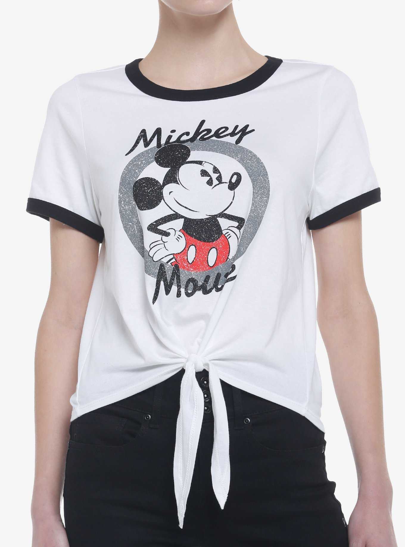 Disney Mickey Mouse Tie-Front Ringer T-Shirt, , hi-res