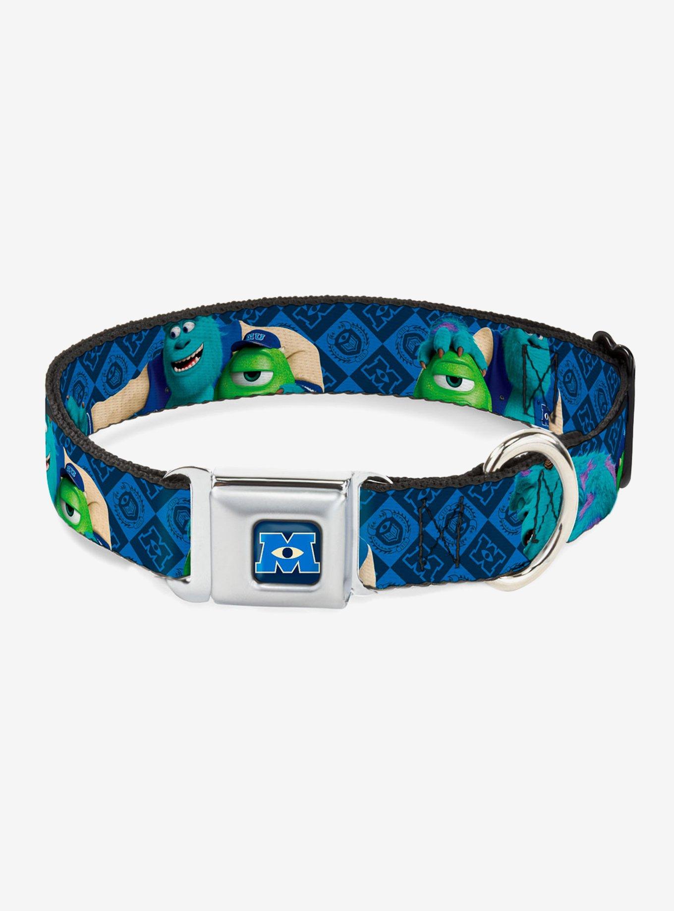 Disney Pixar Monsters University Sulley Mike Poses Seatbelt Buckle Dog Collar, BLUE, hi-res