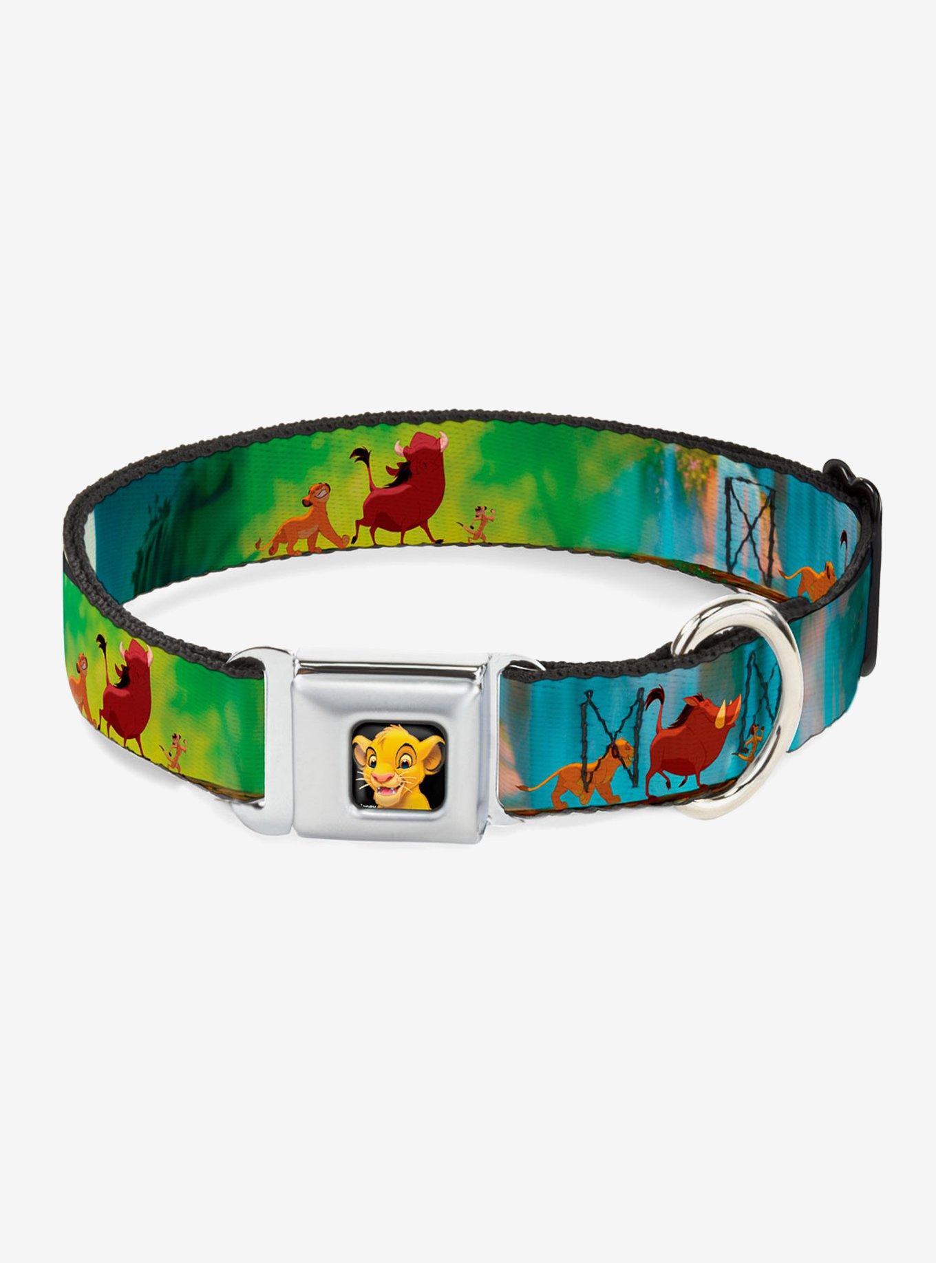 Disney The Lion King Simba Pumba Timon Growing Up Seatbelt Buckle Dog Collar, MULTICOLOR, hi-res