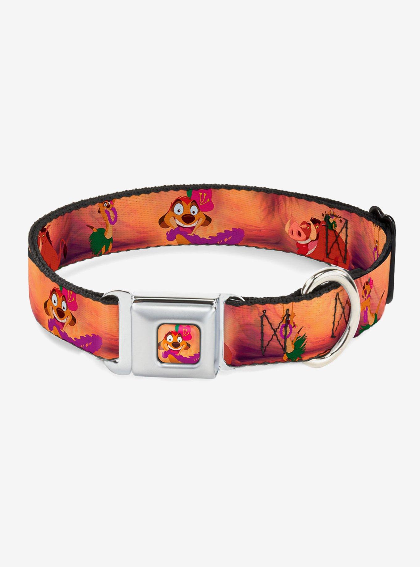 Disney The Lion King Timon Pumba The Hula Song Poses Seatbelt Buckle Dog Collar, MULTICOLOR, hi-res