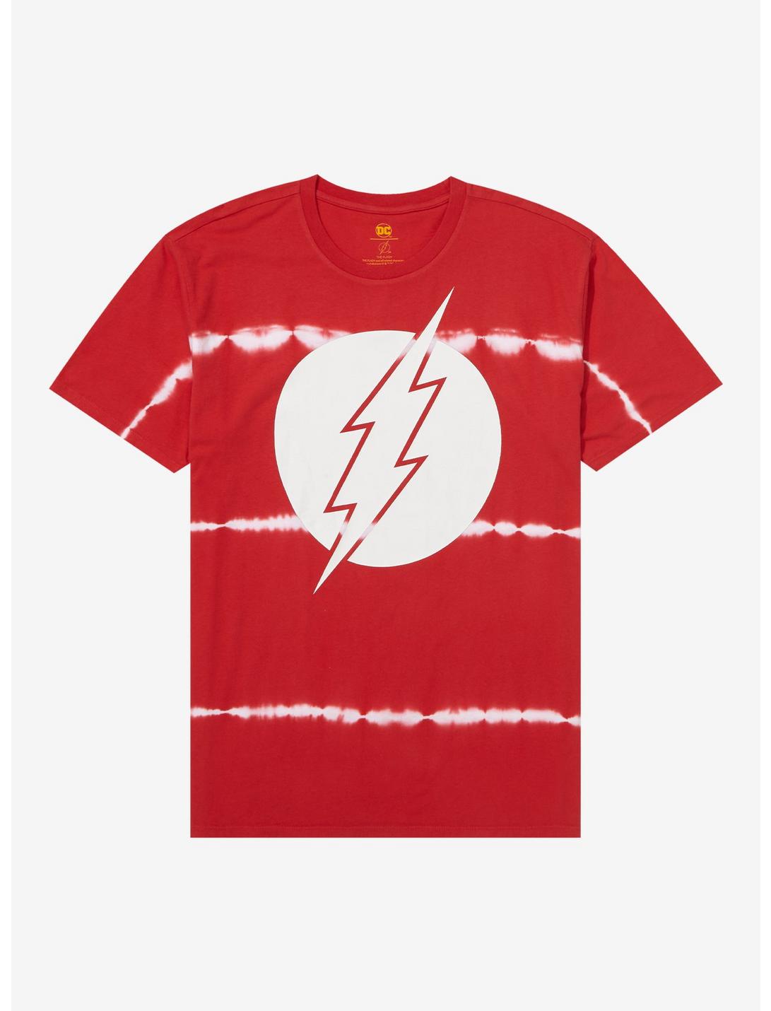 DC Comics The Flash Logo Linear Tie-Dye T-Shirt - BoxLunch Exclusive, RED, hi-res