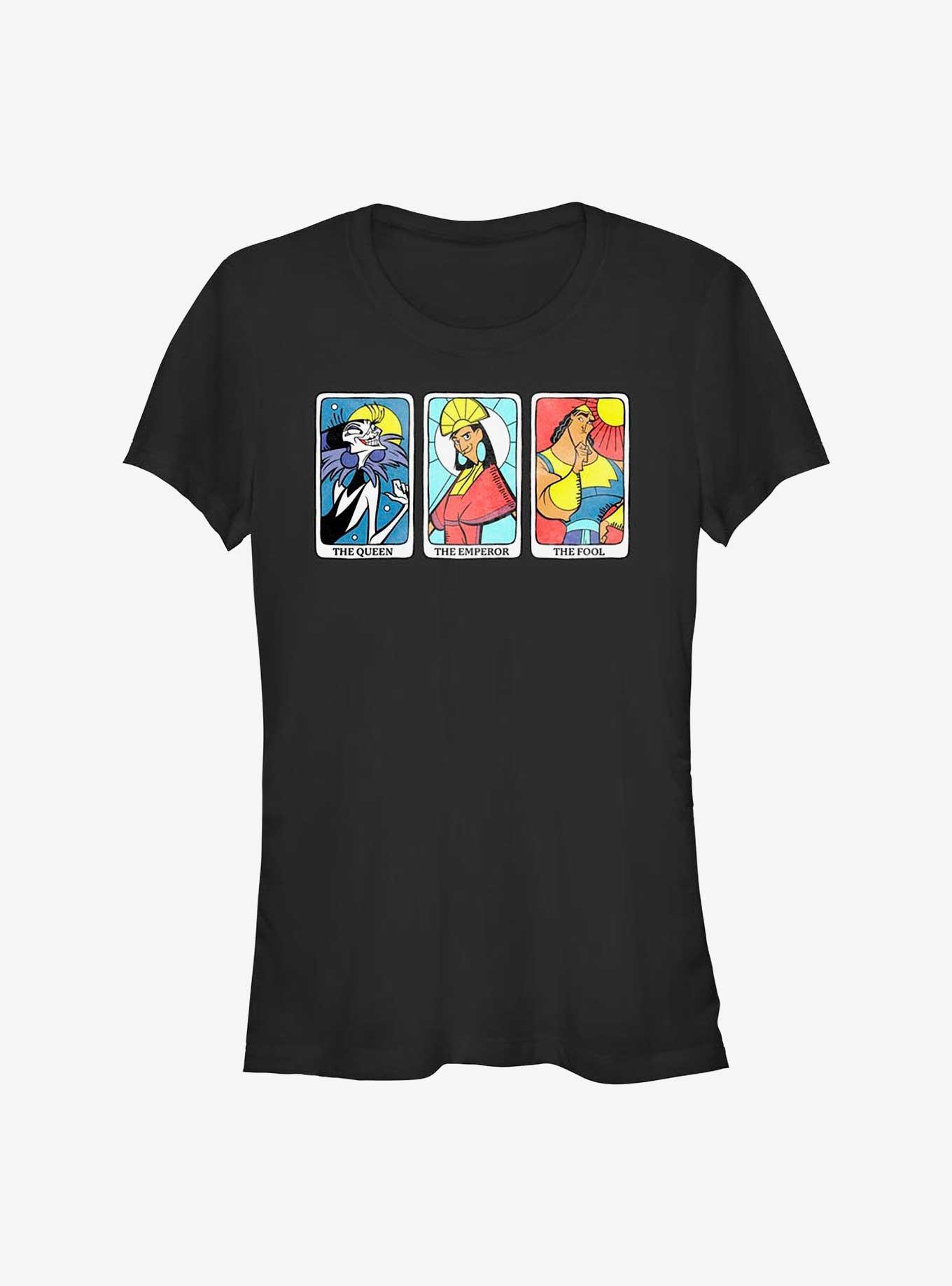 Disney The Emperor's New Groove Yzma, Kuzco, and Kronk Tarot Cards Girls T-Shirt, BLACK, hi-res