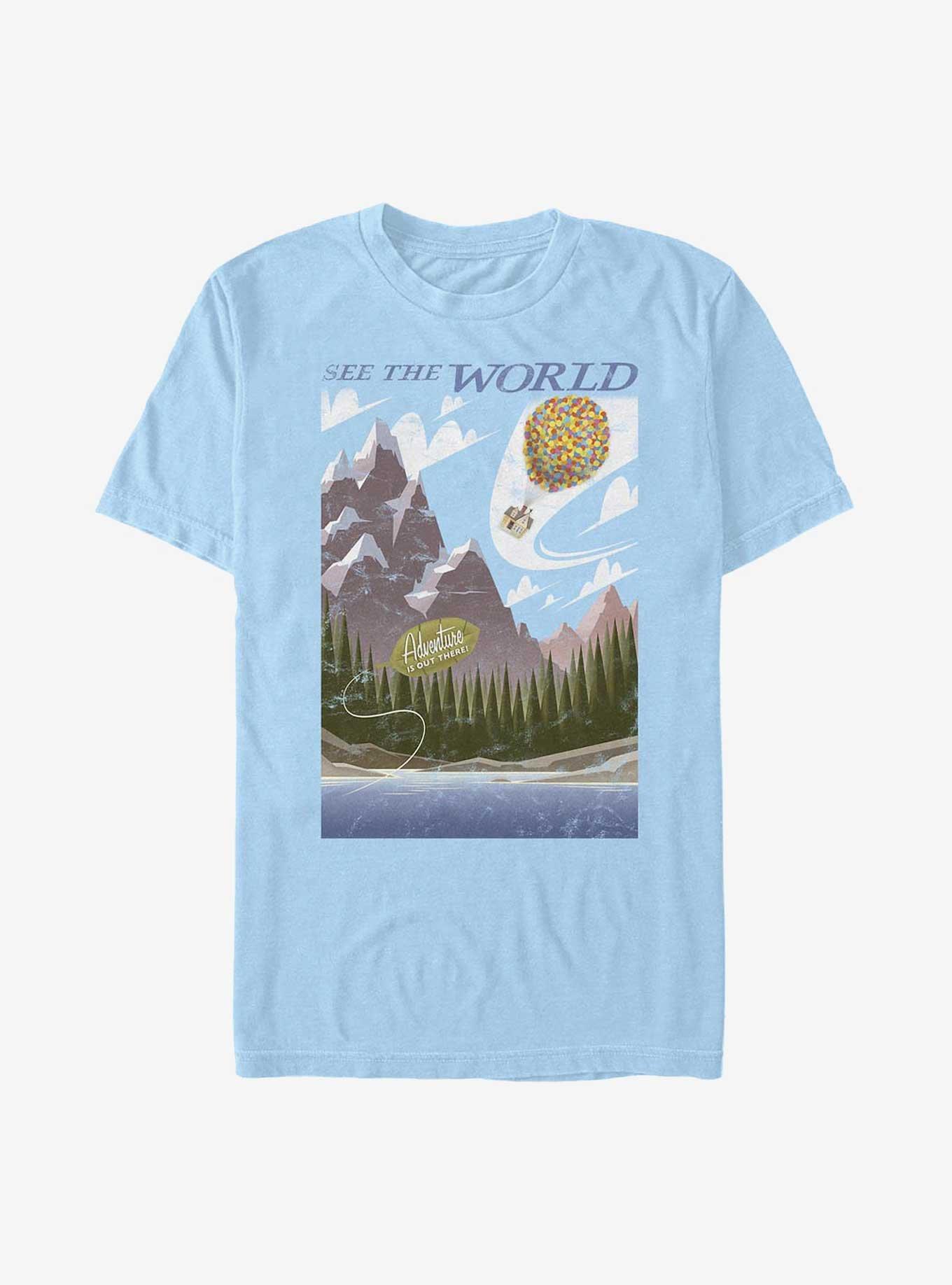 Disney Pixar Up See The World Poster T-Shirt, LT BLUE, hi-res