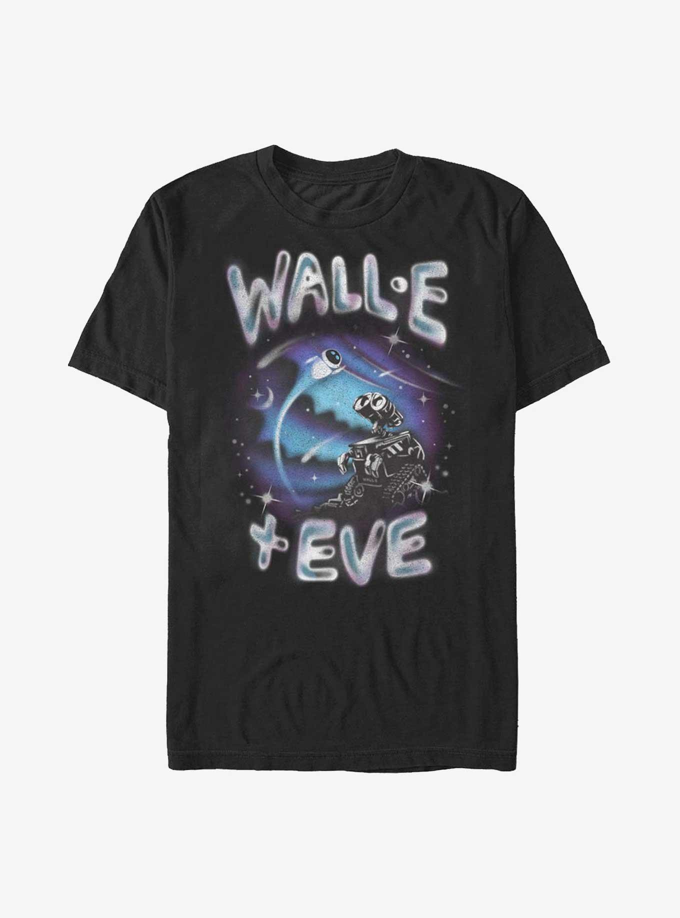 Disney Pixar Wall-E Airbrush Wall-E and Eve T-Shirt, BLACK, hi-res