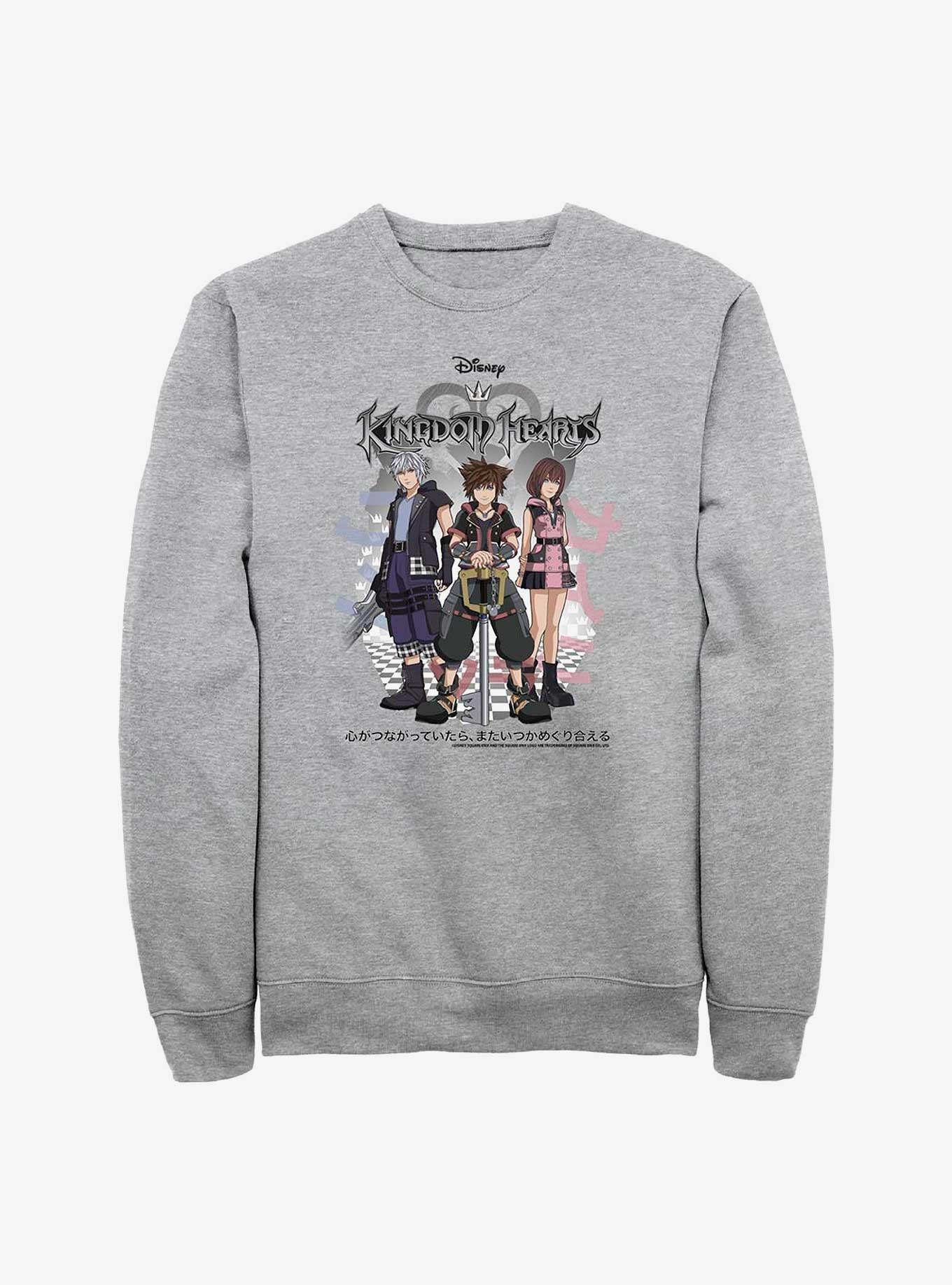 Kingdom Hearts Riku Sora and Kairi Group Sweatshirt GREY Hot Topic