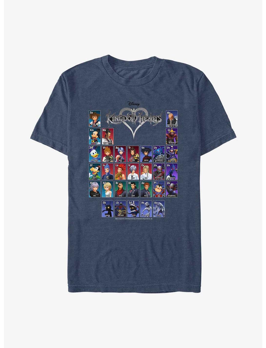 Kingdom Hearts Table of Characters T-Shirt, NAVY HTR, hi-res