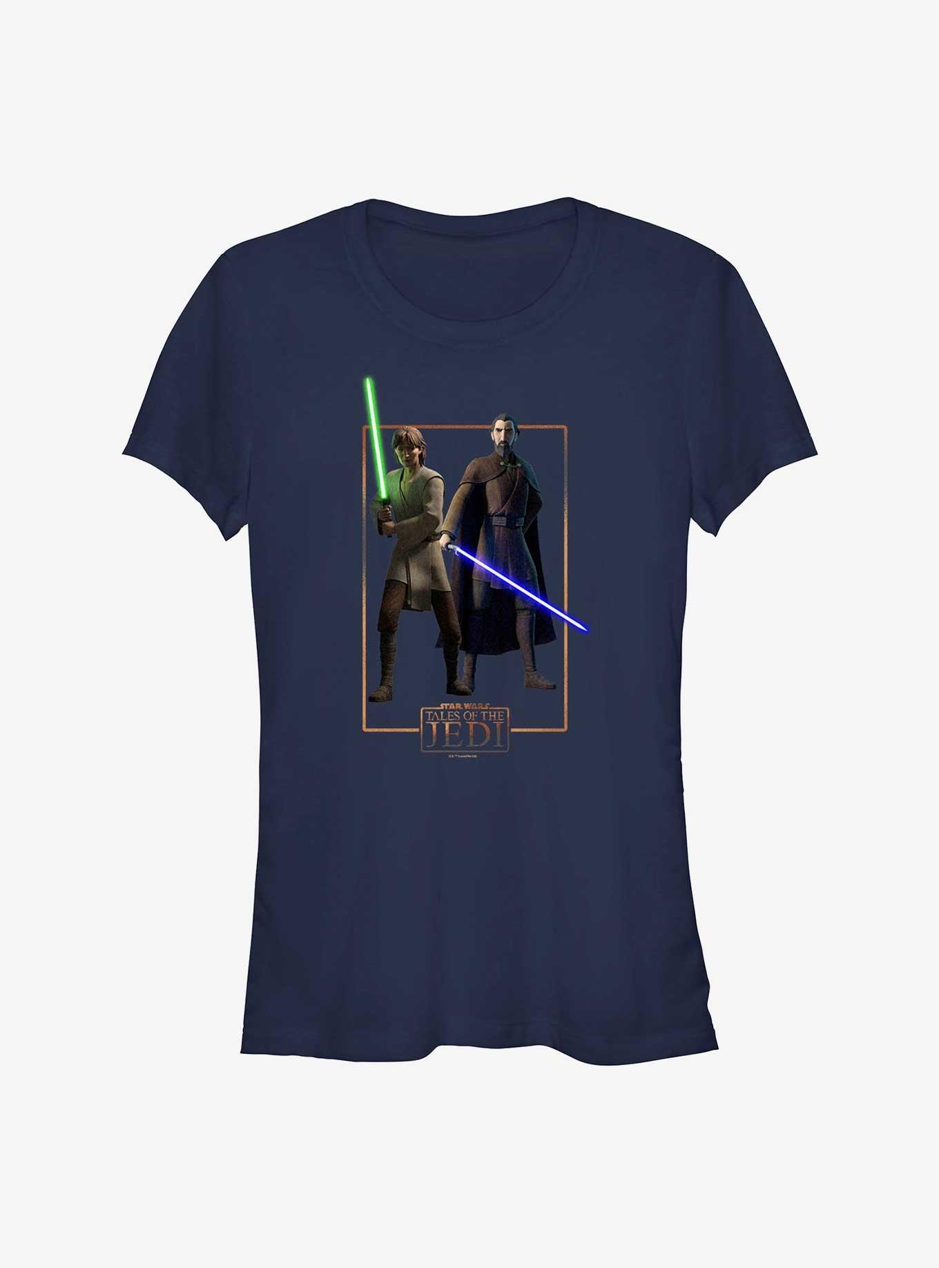 Star Wars: Tales of the Jedi Count Dooku and Qui-Gon Jinn Girls T-Shirt, NAVY, hi-res