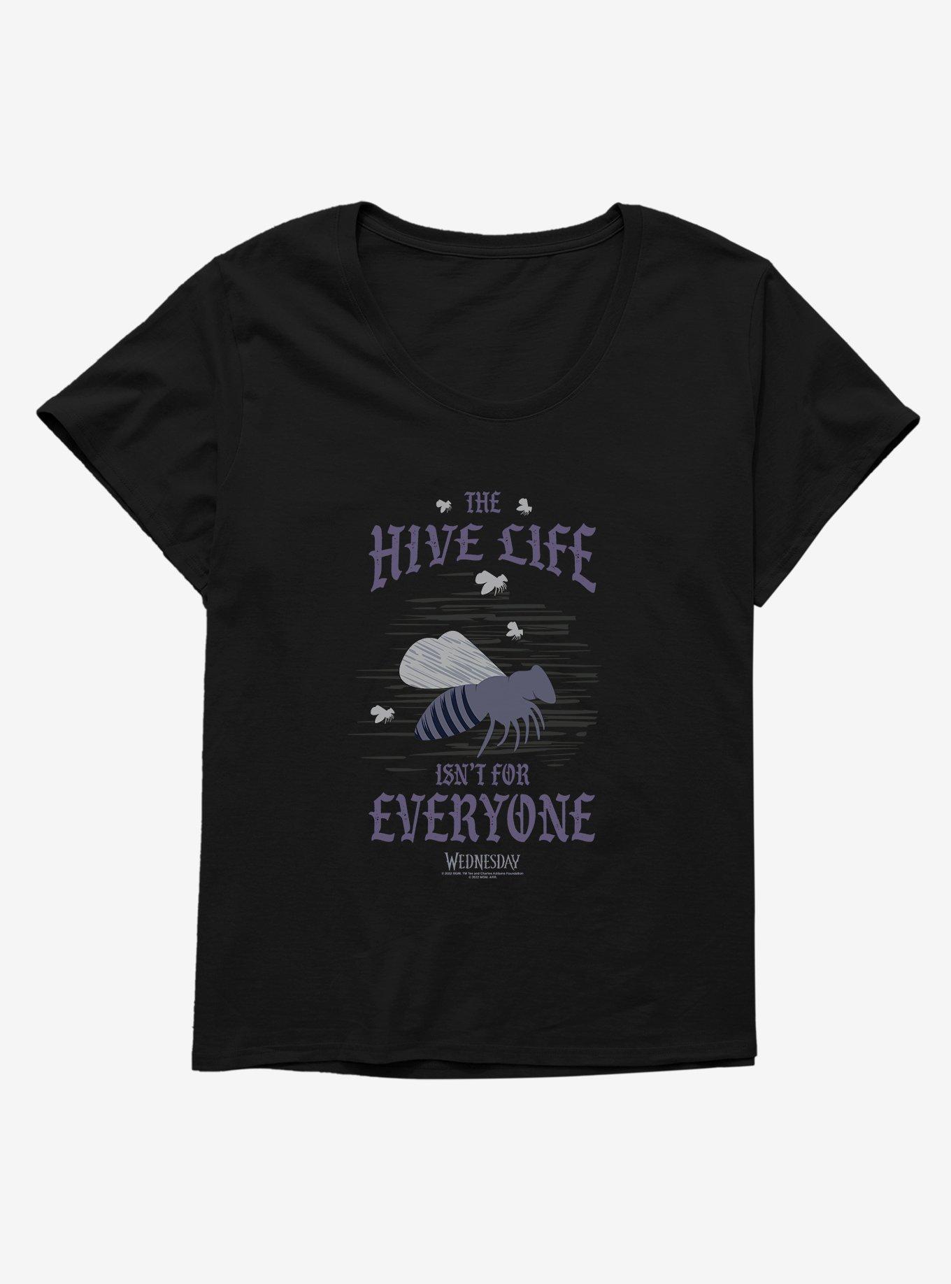 Wednesday The Hive Life Isn't For Everyone Womens T-Shirt Plus Size, BLACK, hi-res