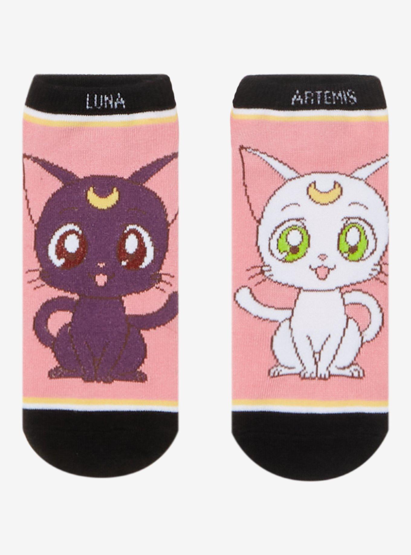 Sailor Moon Crystal Luna & Artemis Mismatch No-Show Socks, , hi-res