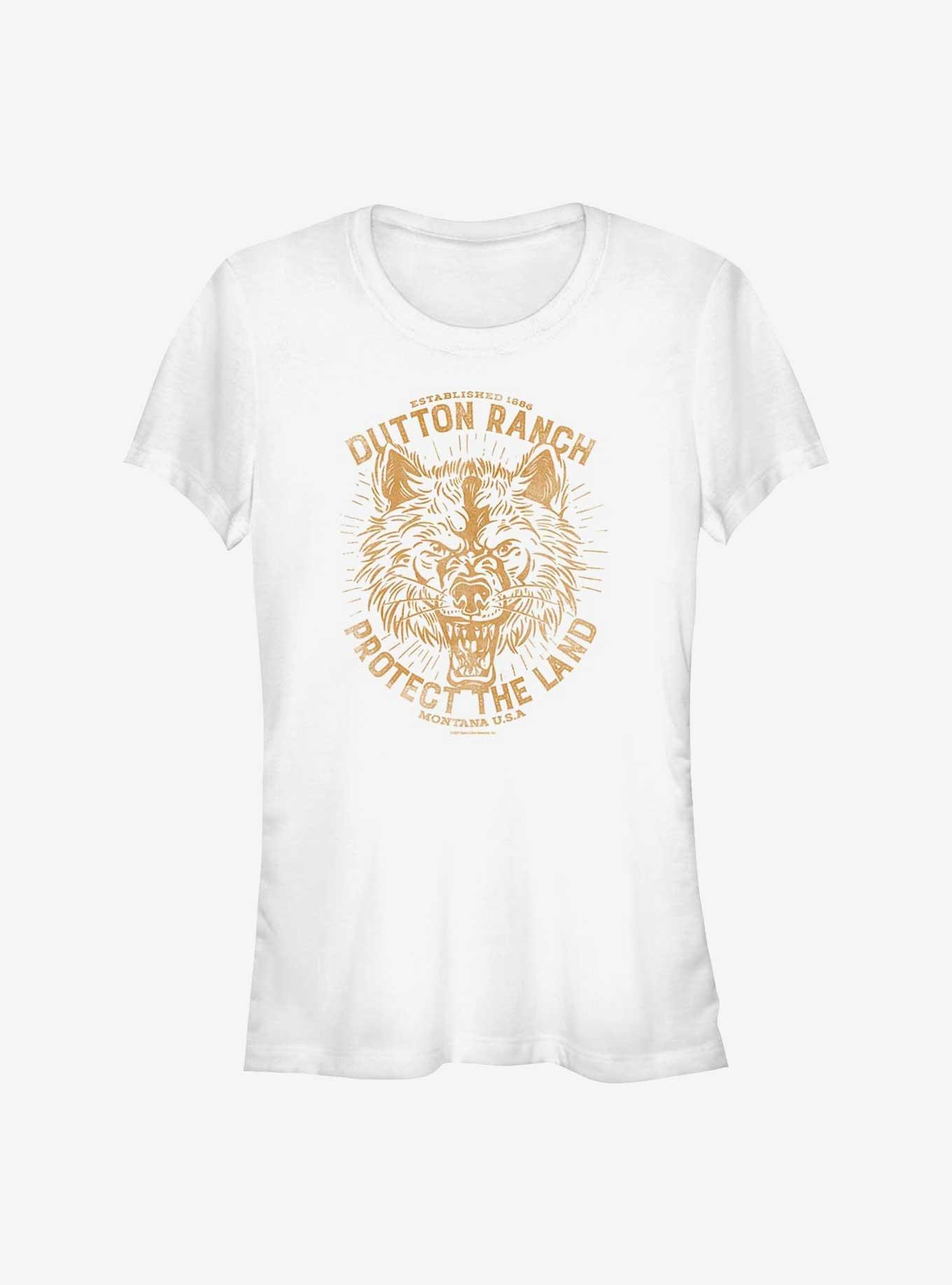 Yellowstone Wolf Protect The Land Girls T-Shirt, WHITE, hi-res
