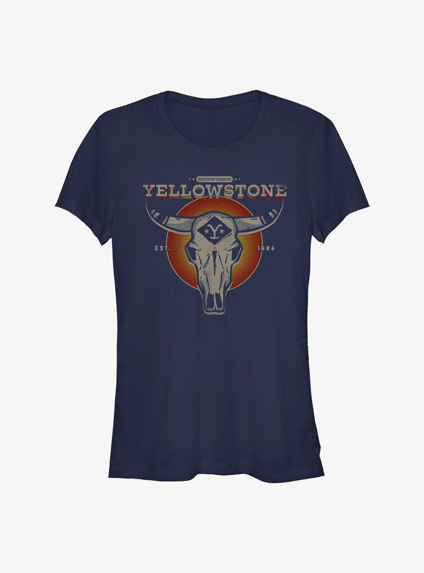 Yellowstone Skull Icon Girls T-Shirt, NAVY, hi-res