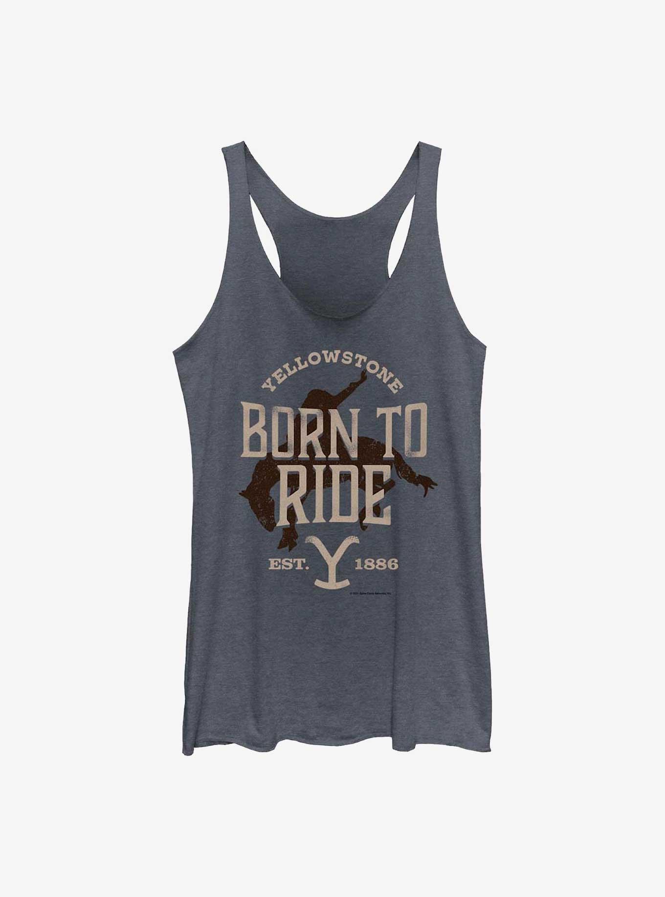 Yellowstone Born To Ride Girls Tank, NAVY HTR, hi-res
