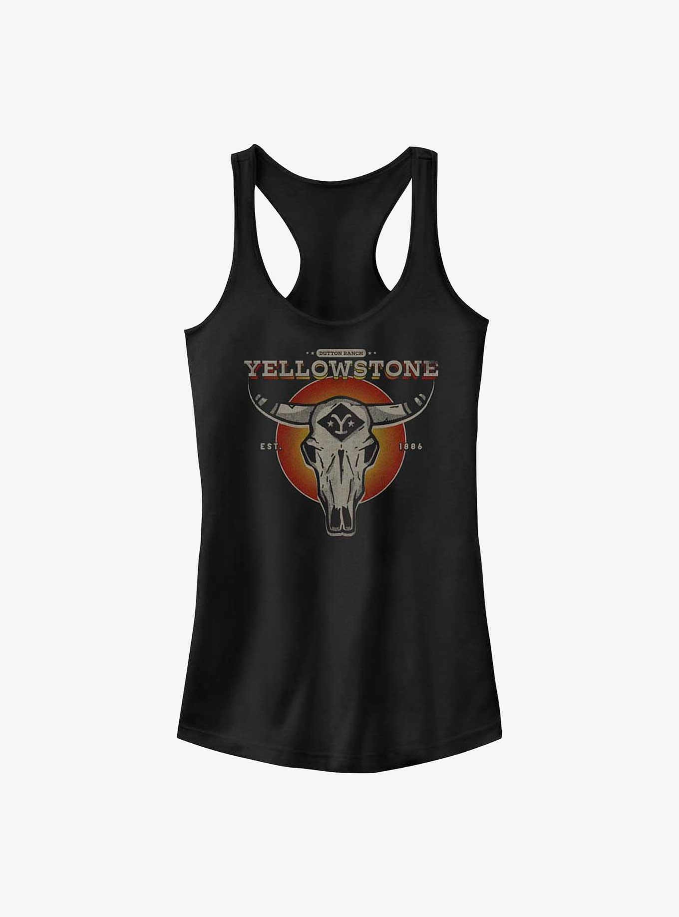 Yellowstone Skull Icon Girls Tank, BLACK, hi-res