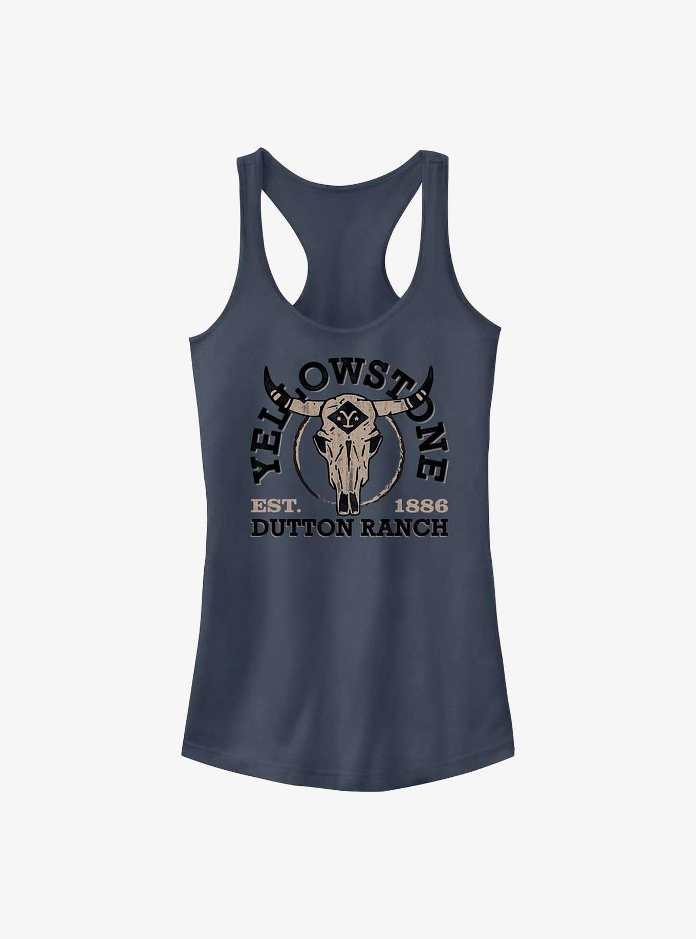 Yellowstone Skull Logo Girls Tank, INDIGO, hi-res