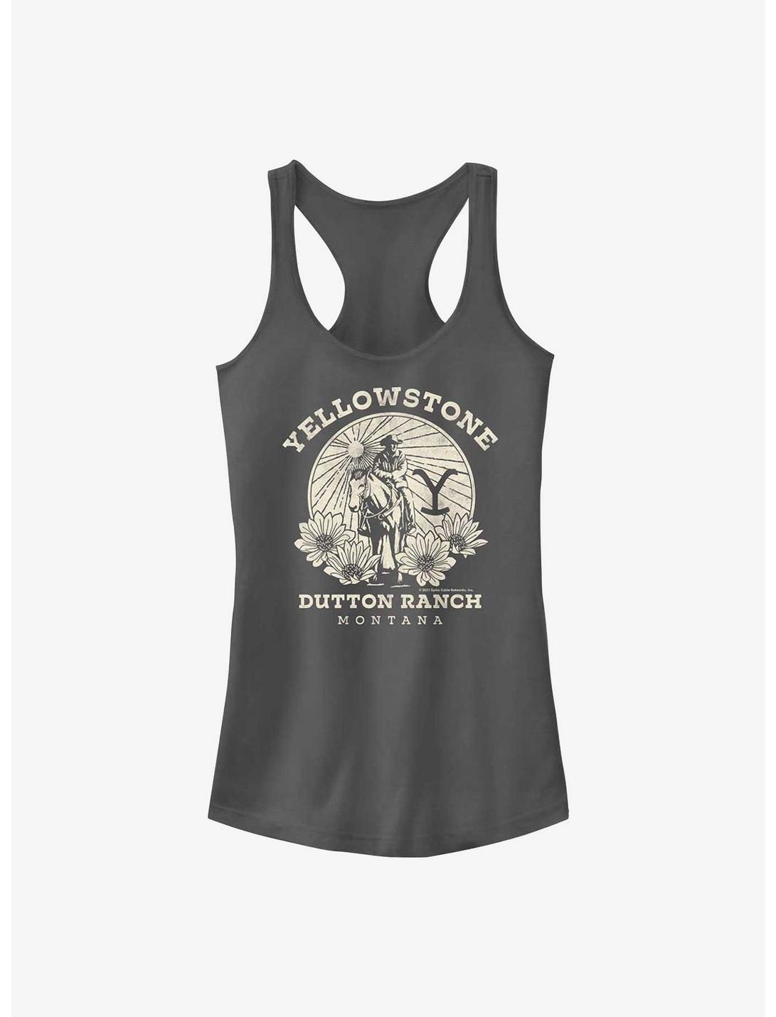 Yellowstone Sunset Cowboy Girls Tank, CHARCOAL, hi-res