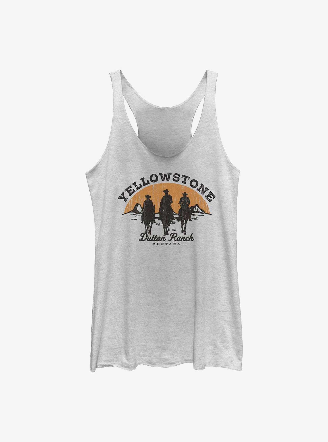 Yellowstone Riding Into The Sunset Girls Tank, WHITE HTR, hi-res