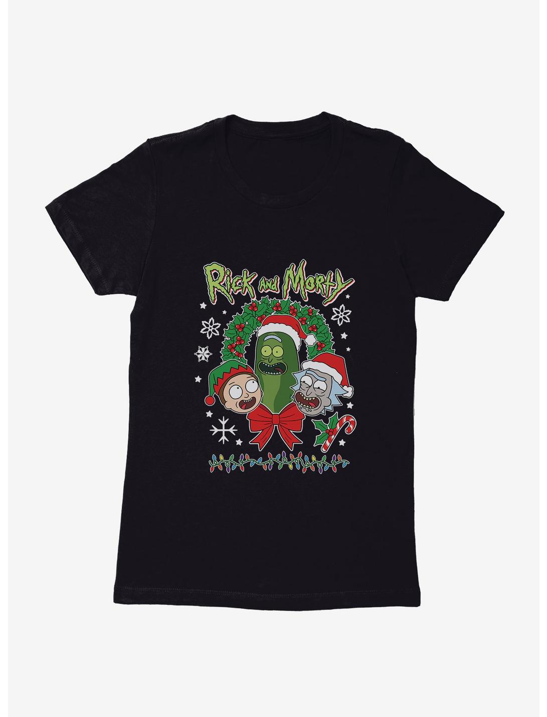 Rick And Morty Pickle Chritstmas Wreath Womens T-Shirt, , hi-res