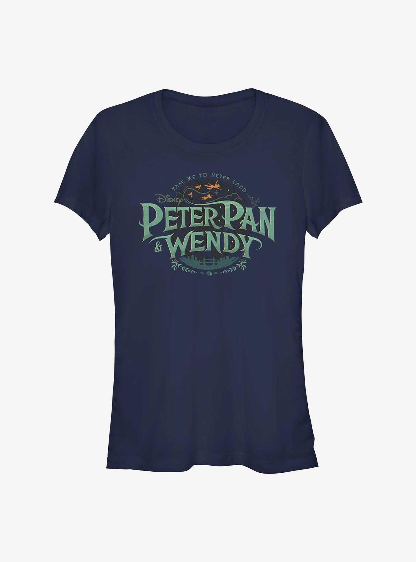 Disney Peter Pan & Wendy Movie Title Badge Girls T-Shirt, NAVY, hi-res