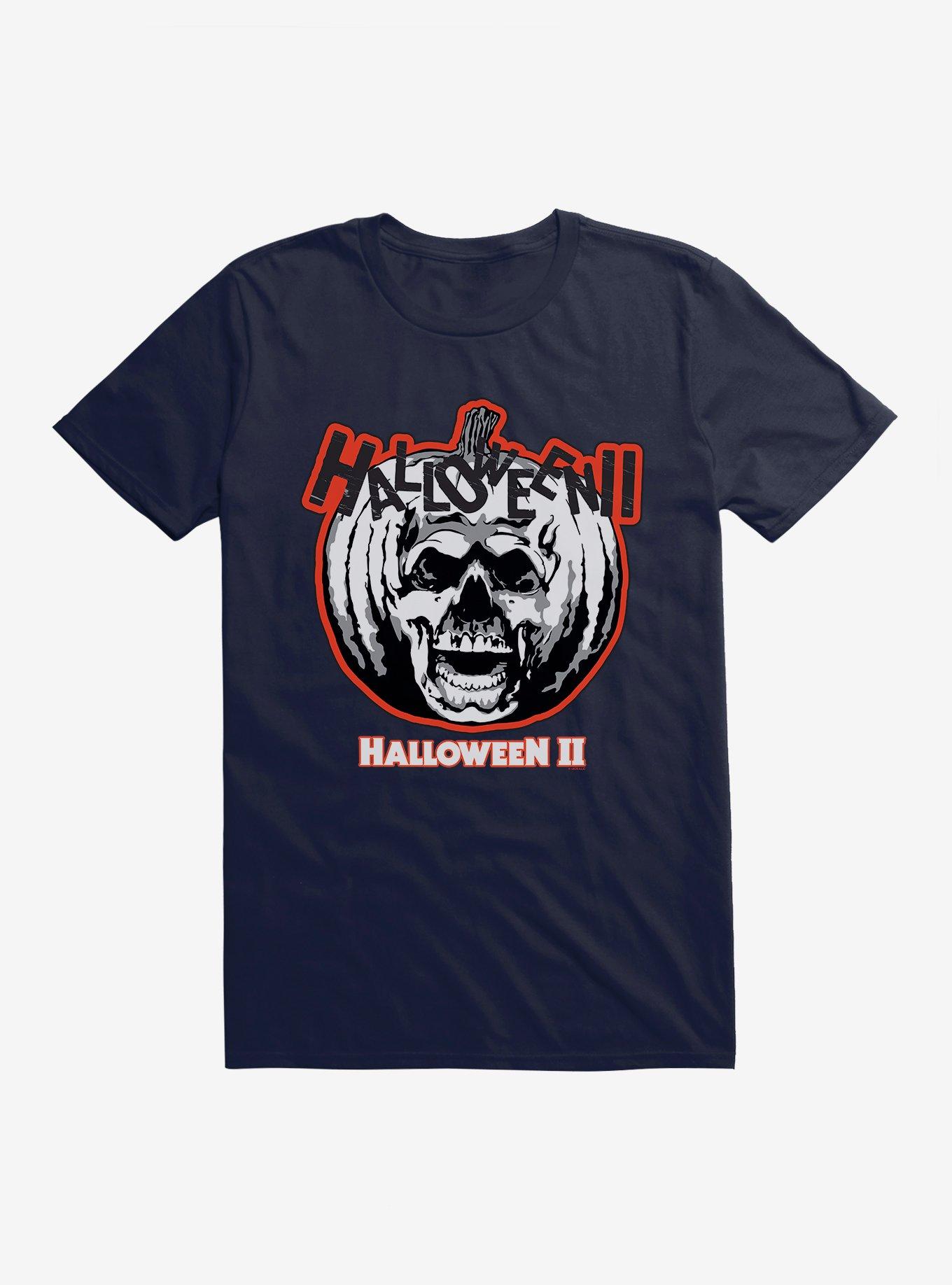 Halloween II Pumpkin Skull T-Shirt, NAVY, hi-res