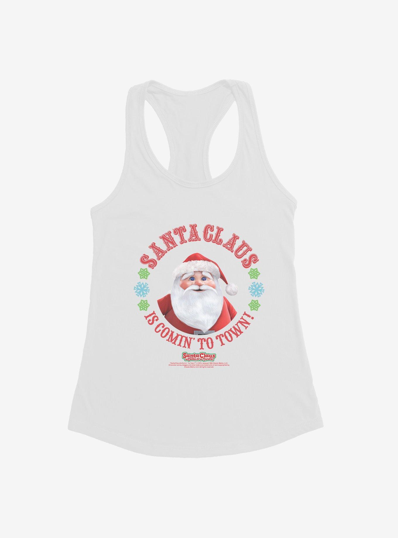 Santa Claus Is Comin' To Town! Santa Claus Womens Tank Top, WHITE, hi-res view 1