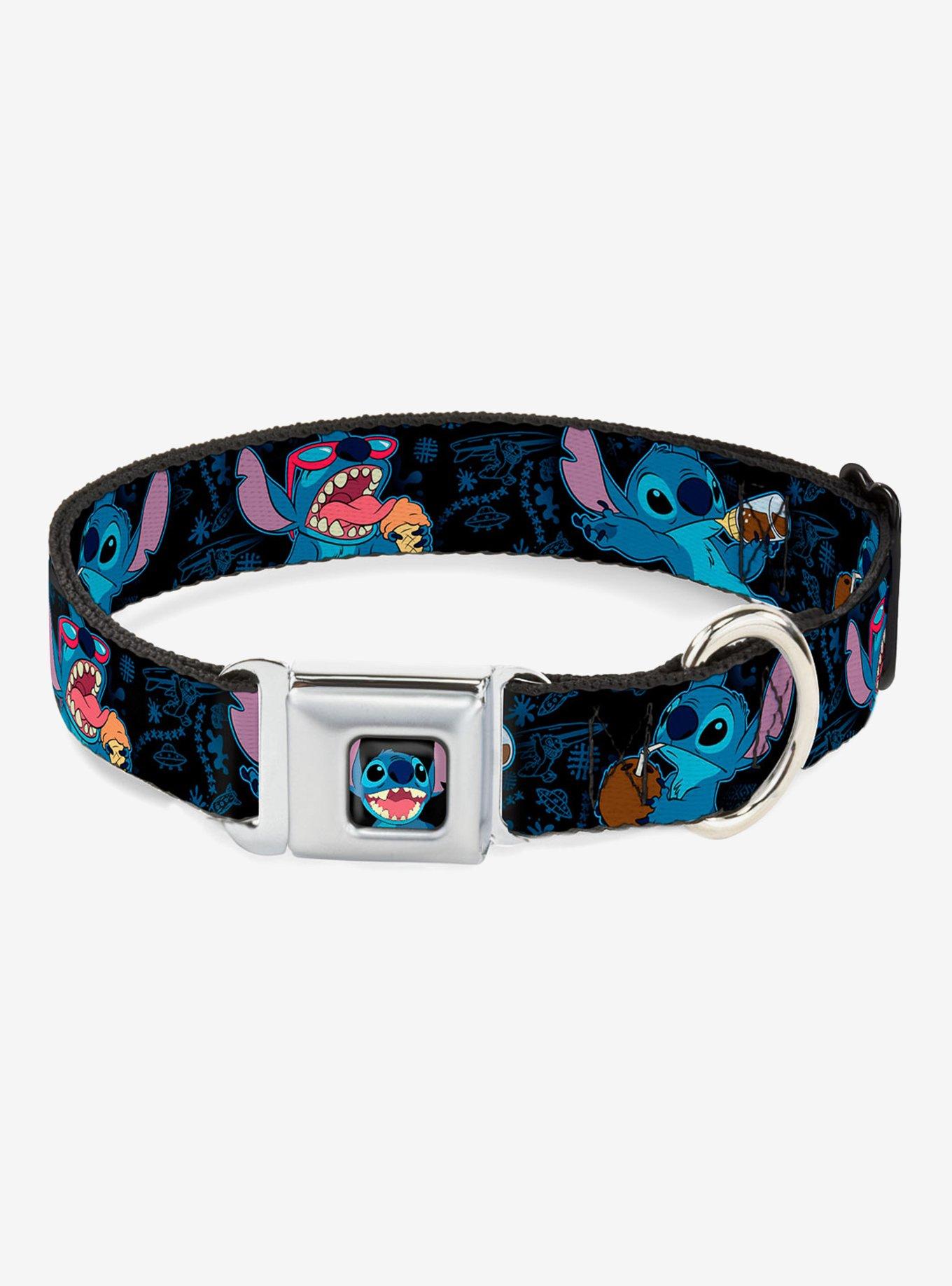 Disney Lilo & Stitch Snacking Poses Seatbelt Buckle Dog Collar, BLACK, hi-res