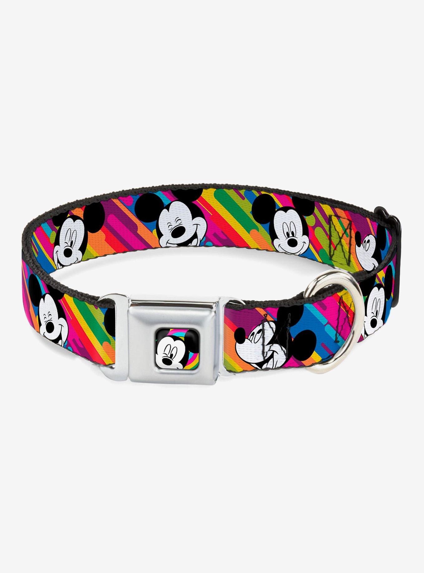 Disney Mickey Mouse Expressions Multi Color Seatbelt Buckle Dog Collar, MULTICOLOR, hi-res