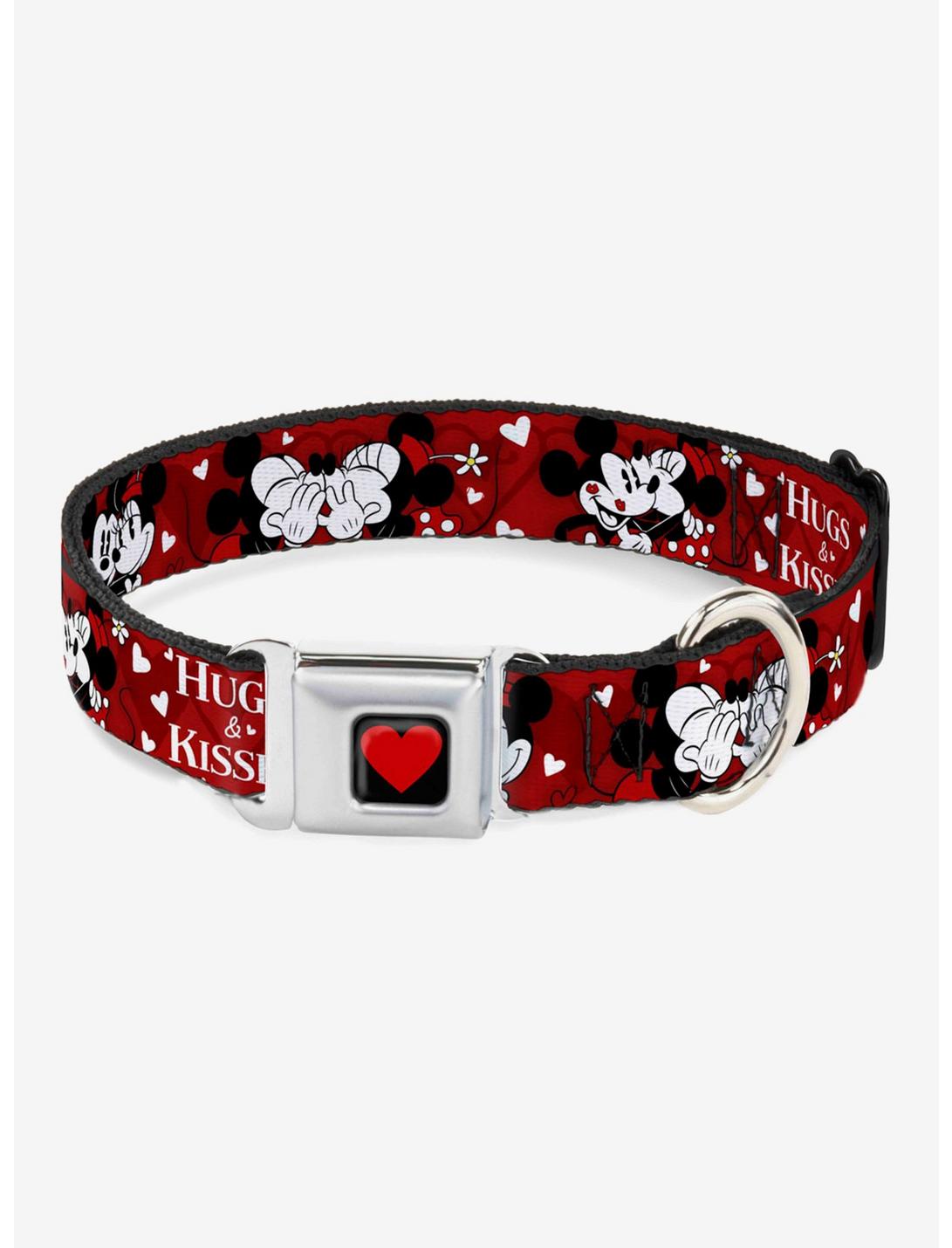 Disney Mickey Mouse Minnie Hugs Kisses Poses Seatbelt Buckle Dog Collar, RED, hi-res