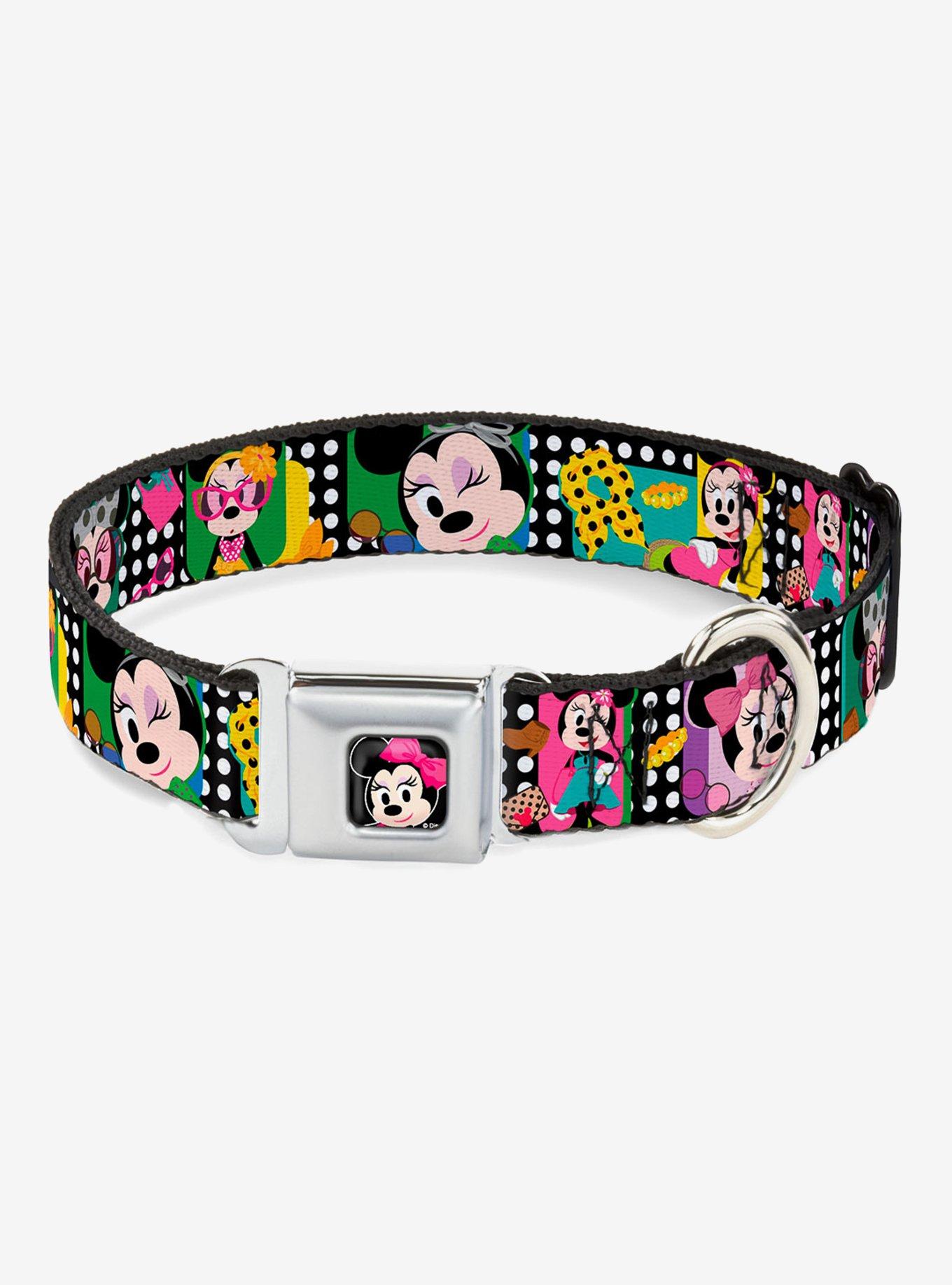 Disney Minnie Mouse Fashion Poses Seatbelt Buckle Dog Collar, BLACK, hi-res