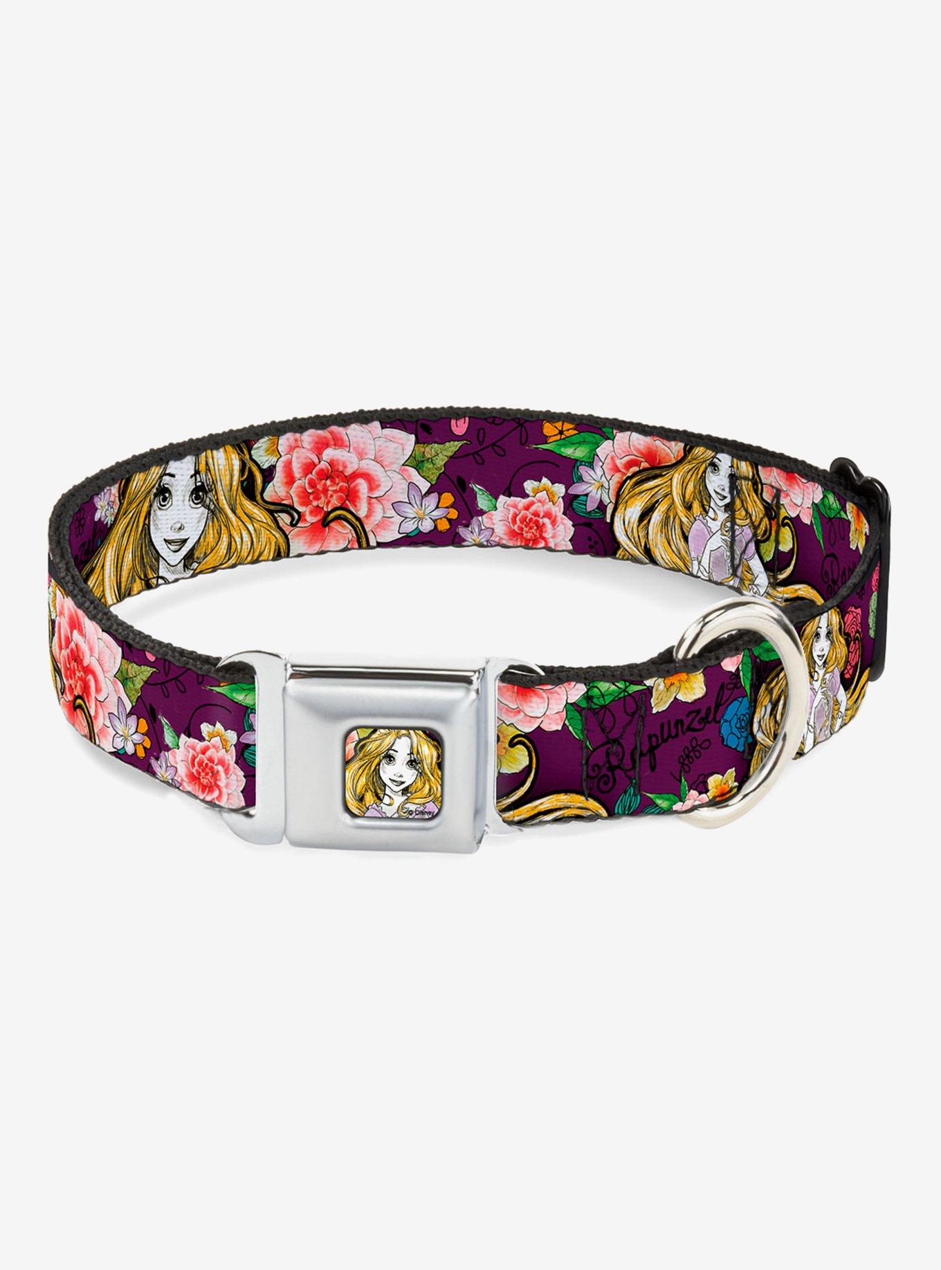 Disney Tangled Rapunzel Poses Seatbelt Buckle Dog Collar, PURPLE, hi-res