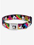 Disney Mickey Mouse Expressions Multi Color Seatbelt Buckle Dog Collar, MULTICOLOR, hi-res