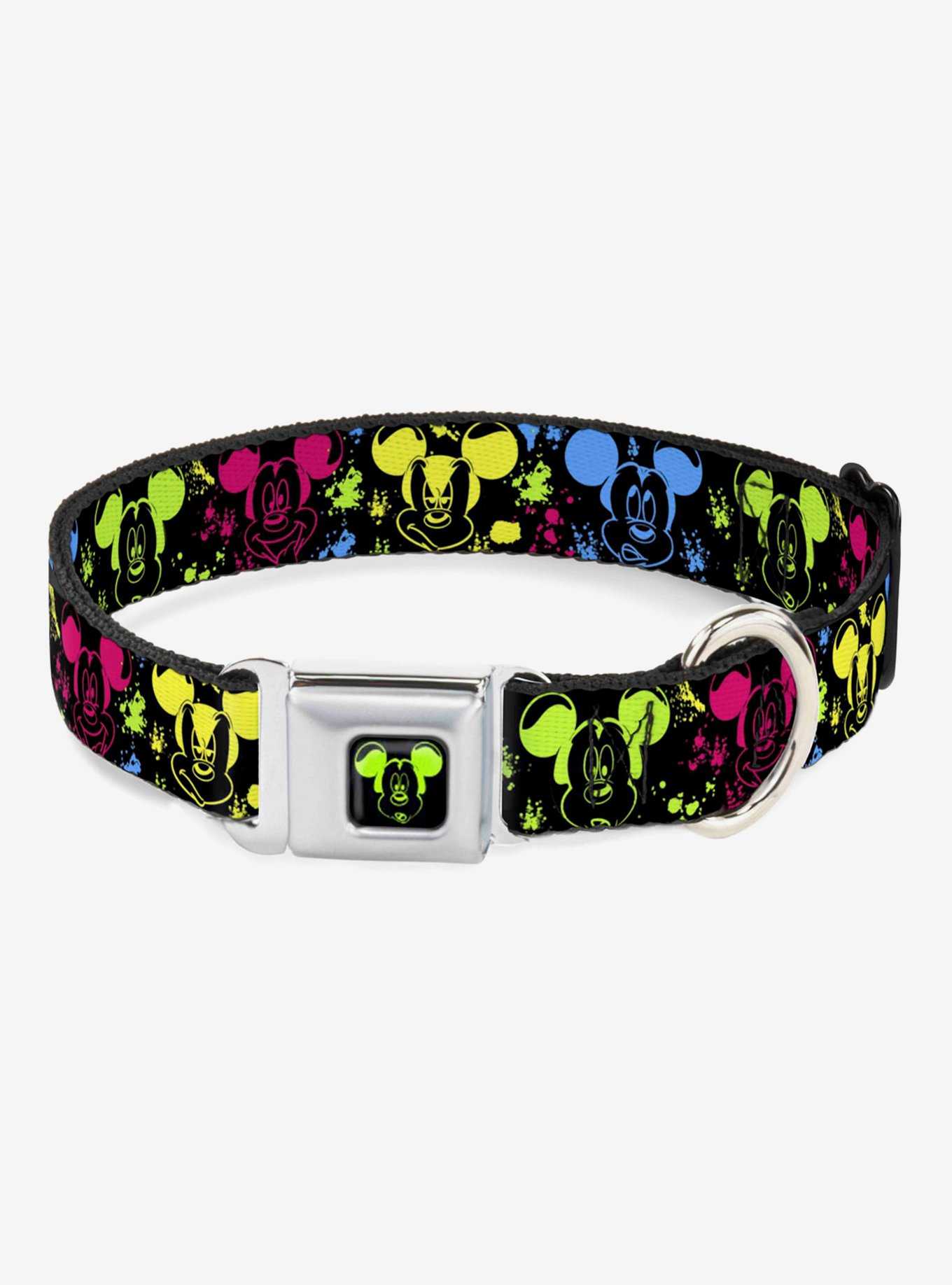Disney Mickey Mouse Expressions Paint Splatter Seatbelt Buckle Dog Collar, , hi-res