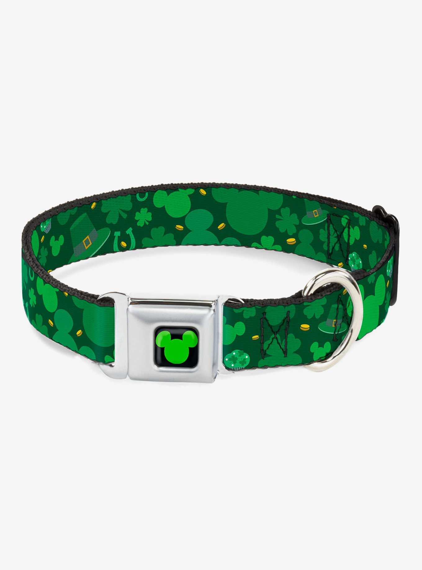 Disney Mickey Mouse St Patricks Day Collage Seatbelt Buckle Dog Collar, , hi-res