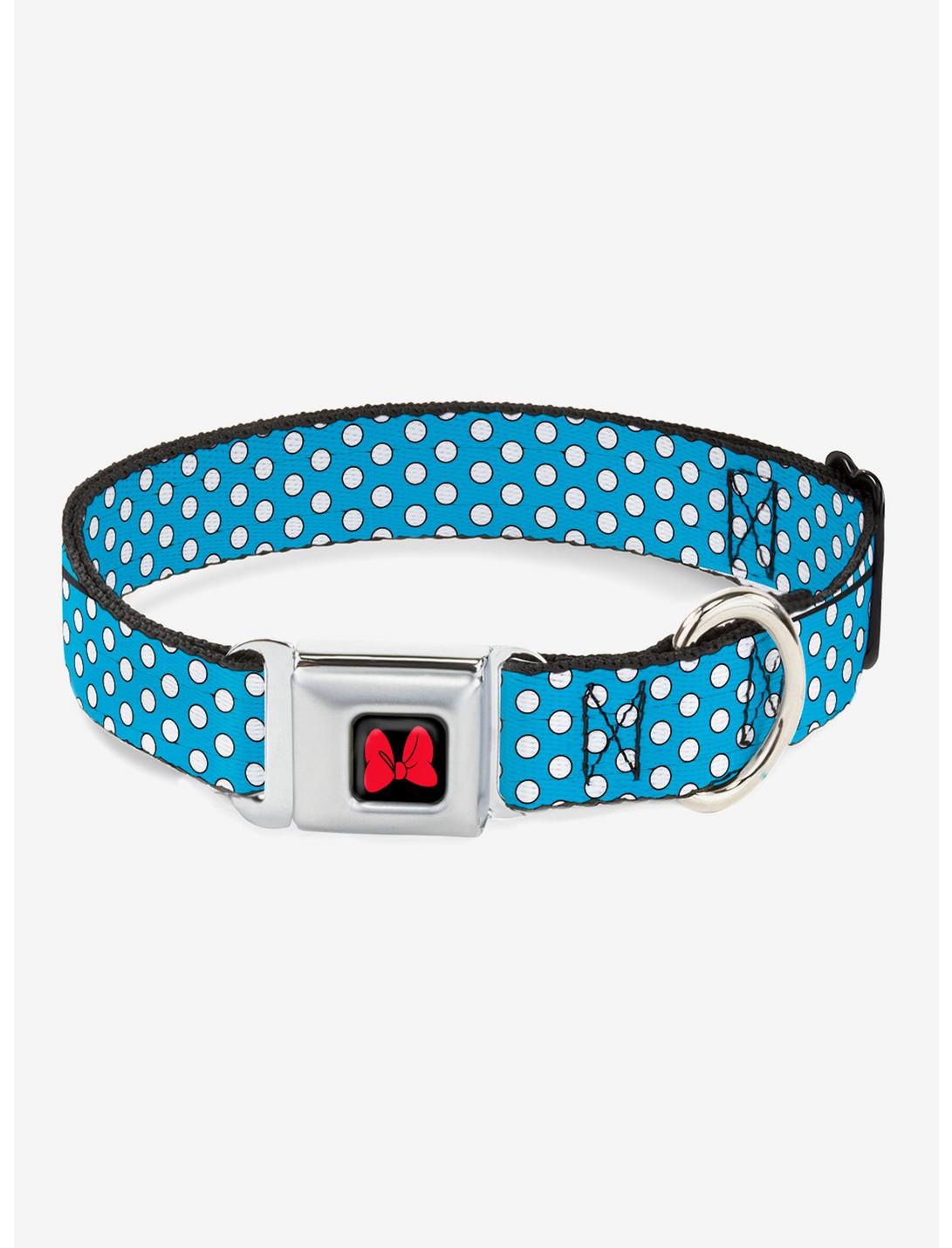 Disney Minnie Mouse Dots Seatbelt Buckle Dog Collar, BLUE, hi-res