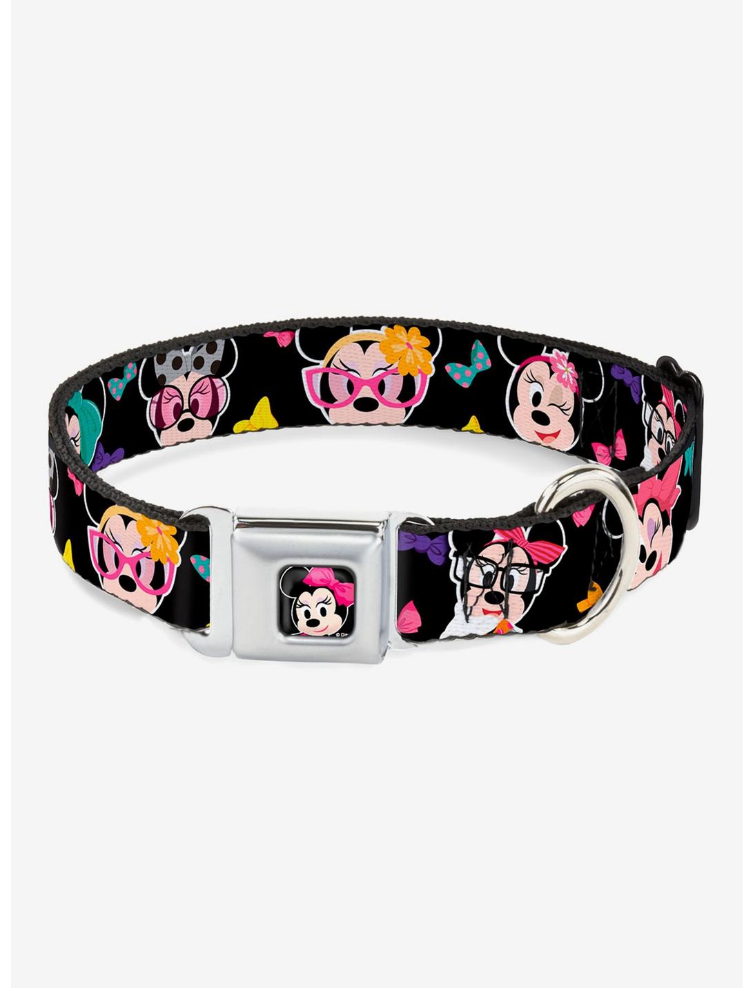 Disney Minnie Mouse Expressions Seatbelt Buckle Dog Collar, BLACK, hi-res