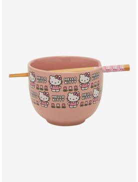 Plus Size Hello Kitty Pink Flowers Ramen Bowl With Chopsticks, , hi-res