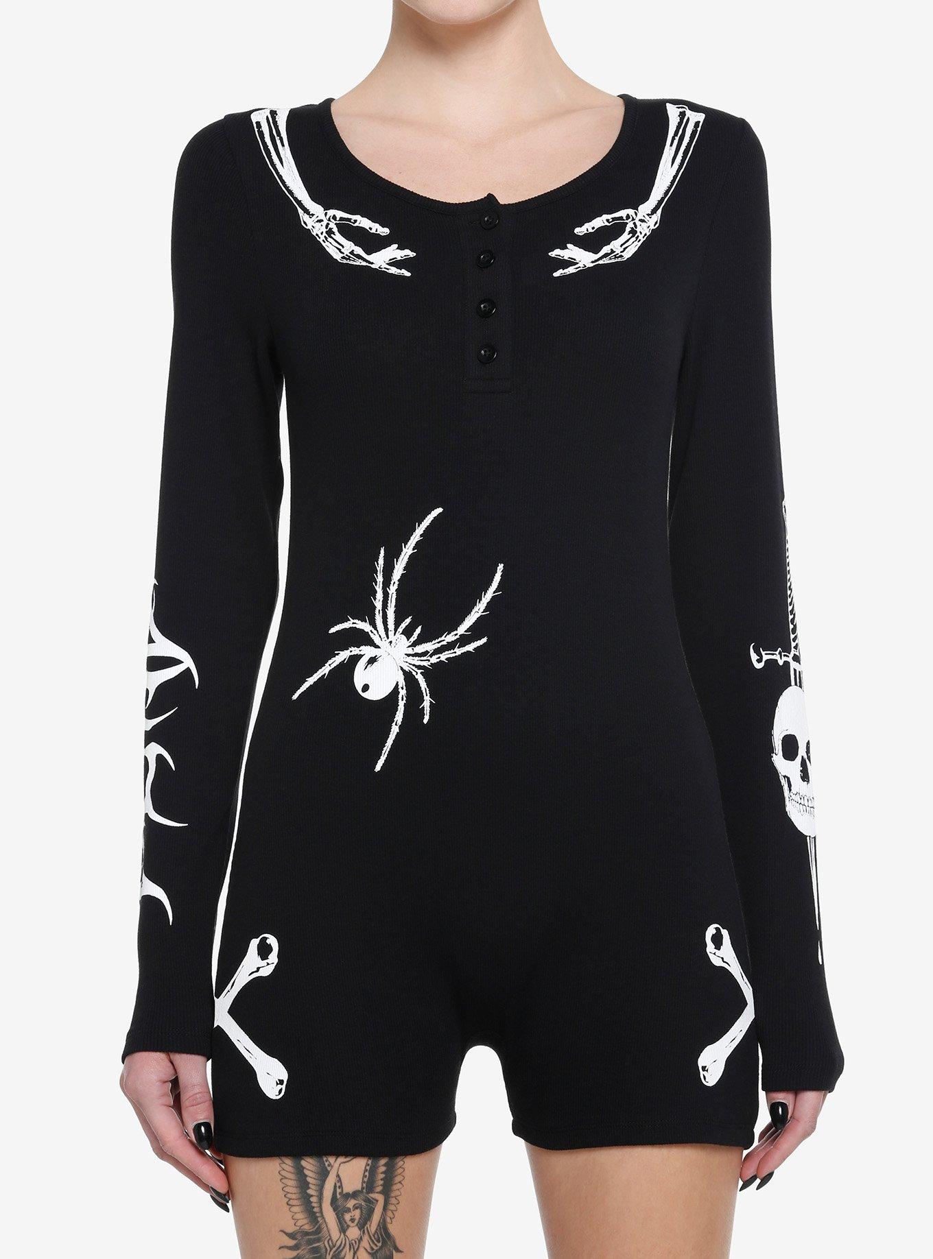 Bones Dagger Spider Long-Sleeve Lounge Romper, , hi-res