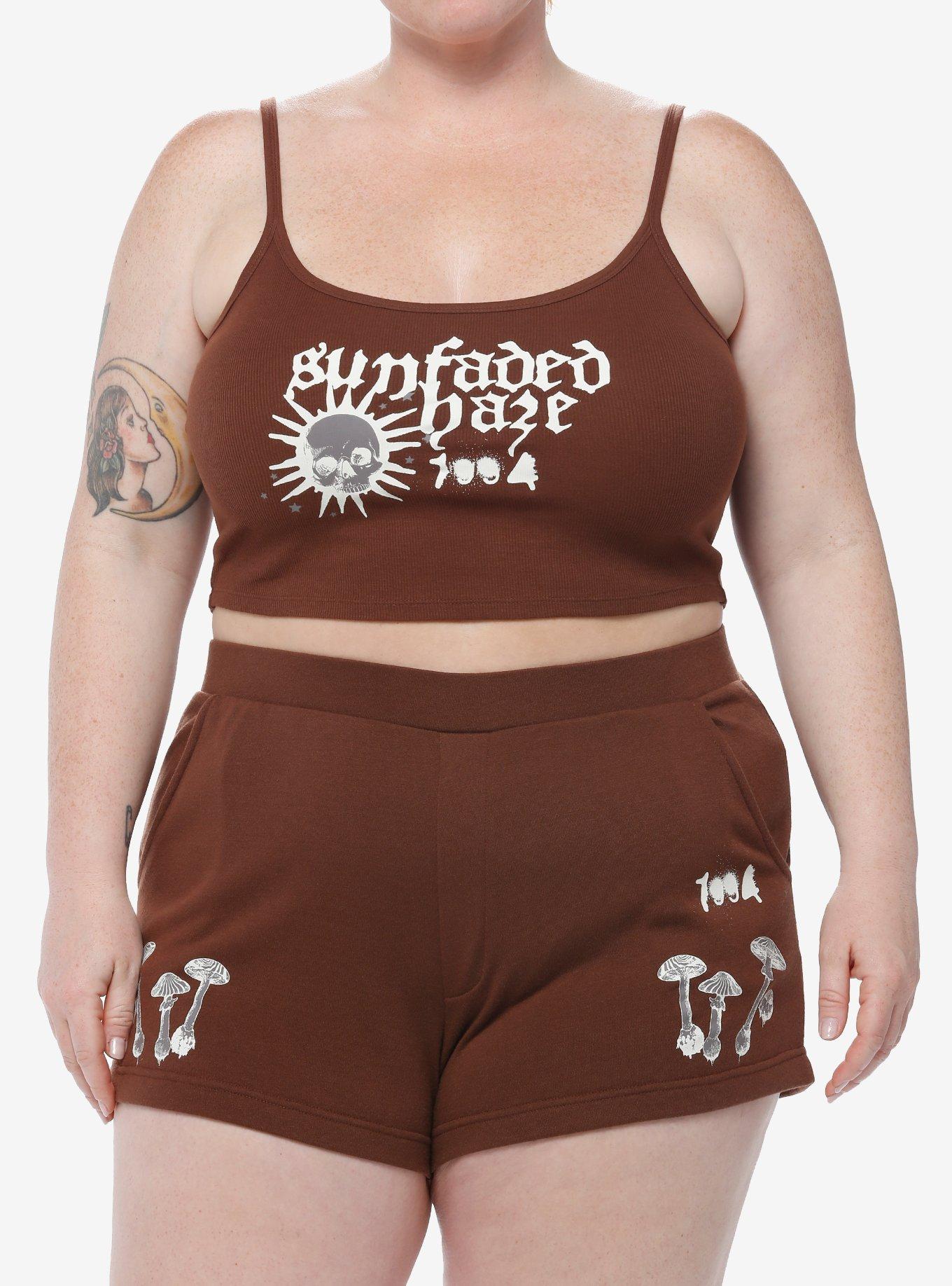 Sunfaded Haze Mushroom Girls Crop Cami Plus Size, , hi-res