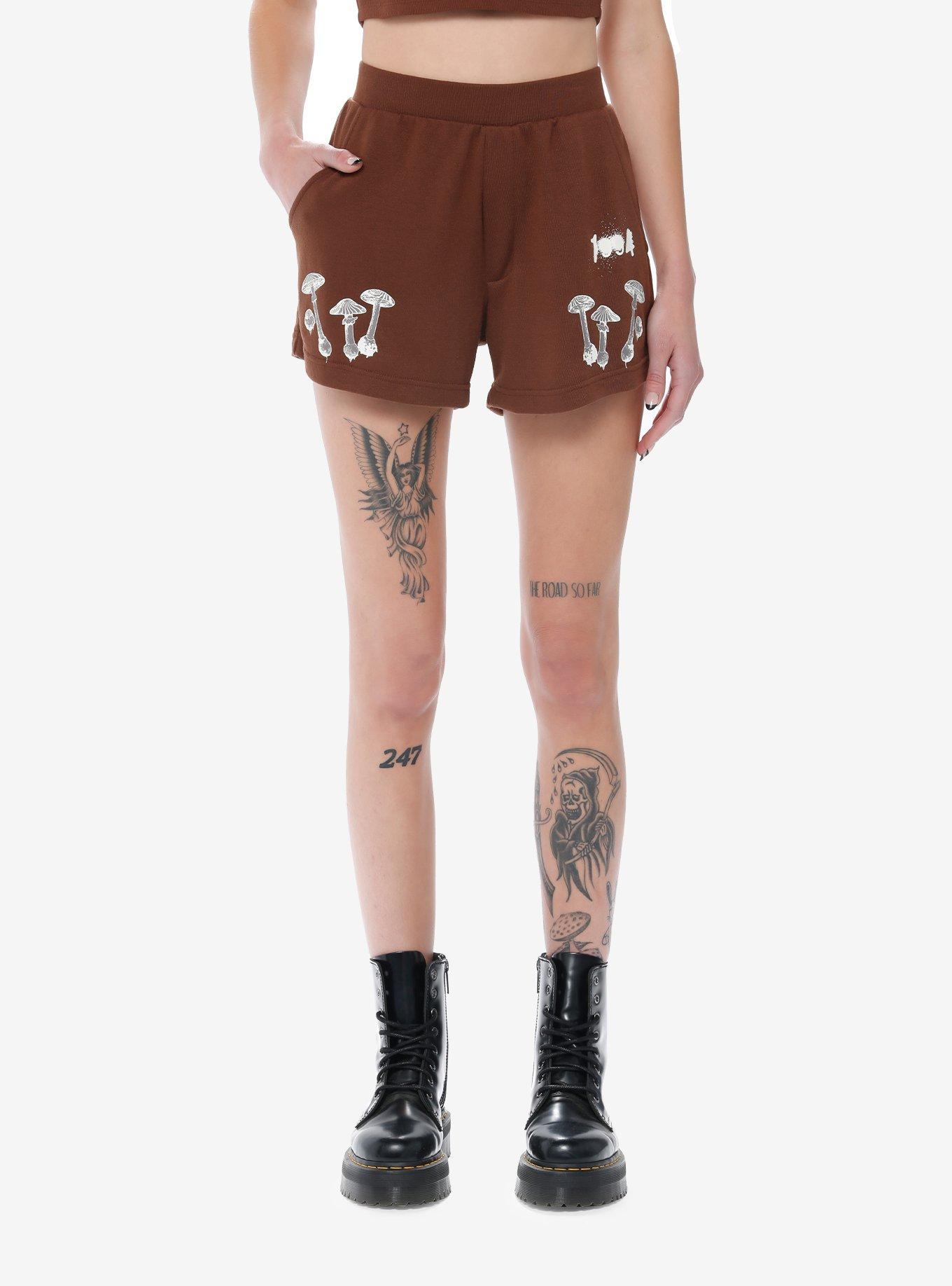 Sunfaded Haze Mushroom Girls Lounge Shorts, BROWN, hi-res