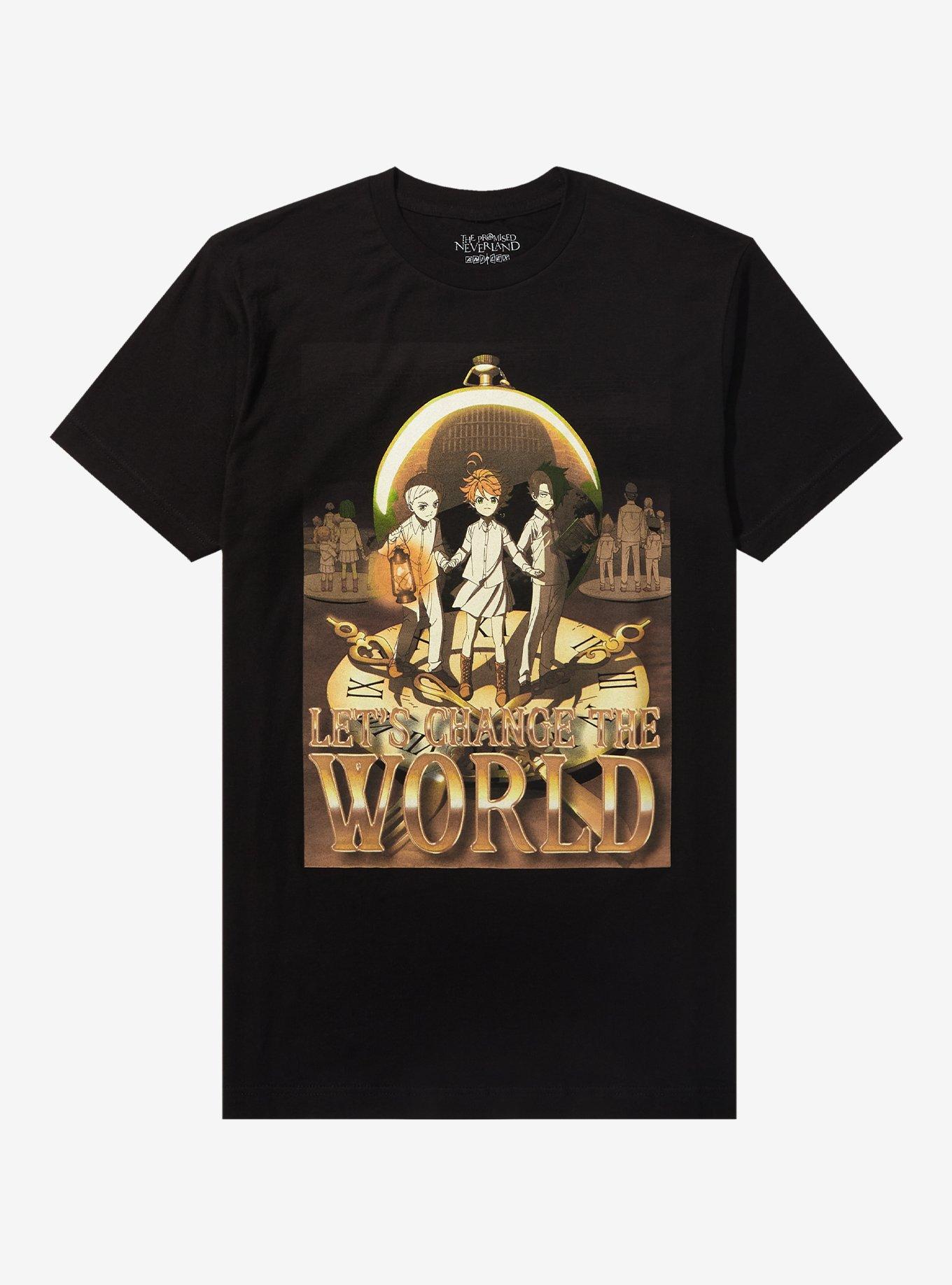 The Promised Neverland Trio Clock T-Shirt, BLACK, hi-res