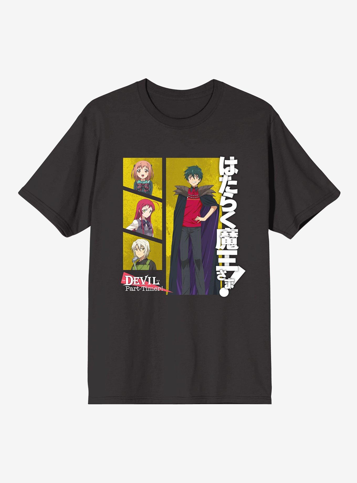 The Devil Is A Part-Timer! Panel T-Shirt, BLACK, hi-res