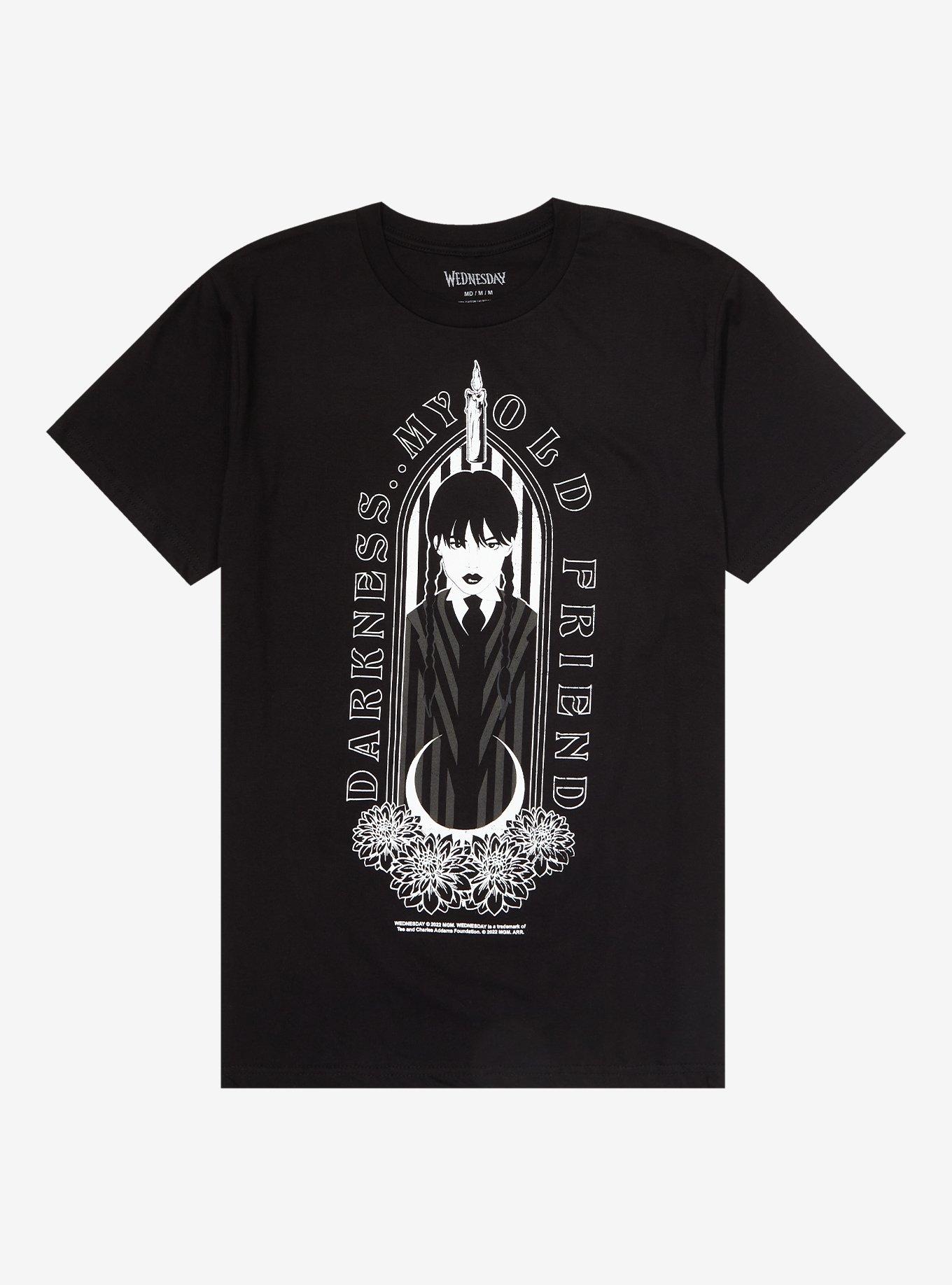 Wednesday Darkness Portrait T-Shirt, BLACK, hi-res