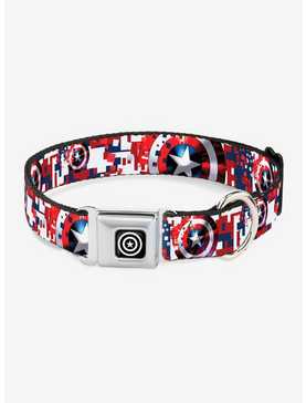 Marvel Captain America Shield Digital Camo Seatbelt Buckle Dog Collar, , hi-res