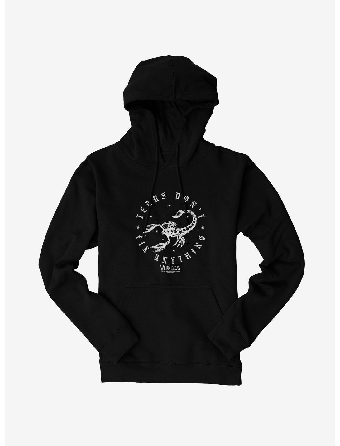 Wednesday Tears Don't Fix Anything Hoodie, BLACK, hi-res