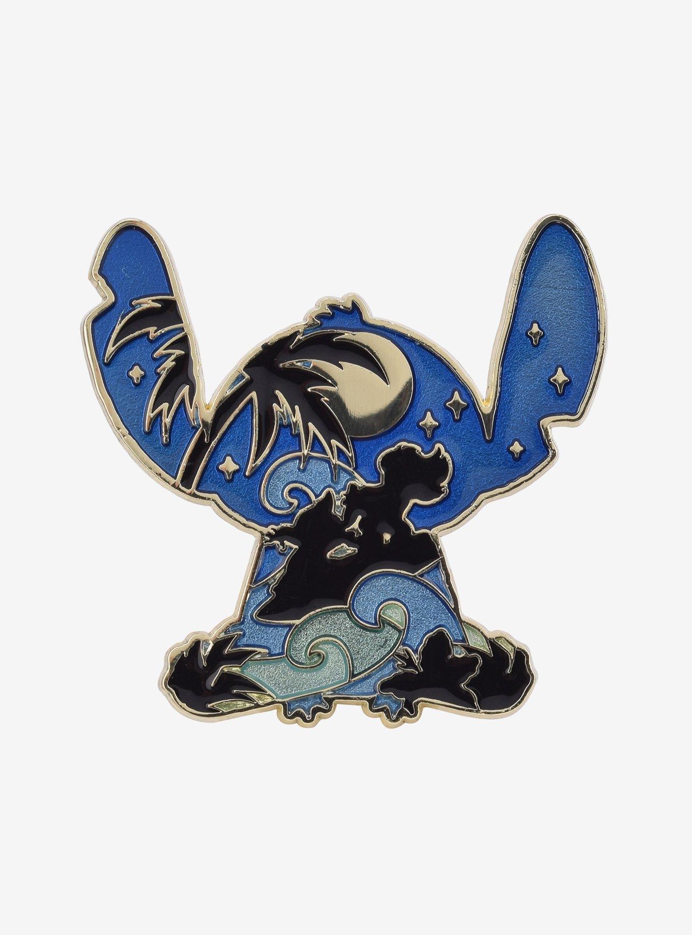 Disney Lilo & Stitch Surfing Stitch Silhouette Enamel Pin - BoxLunch Exclusive, , hi-res