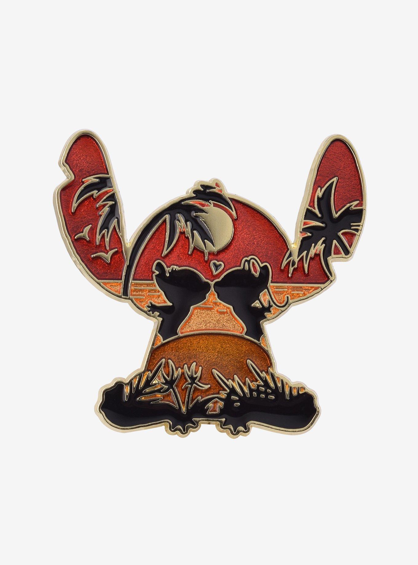 Disney Lilo & Stitch Angel & Stitch Sunset Silhouette Enamel Pin - BoxLunch Exclusive, , hi-res