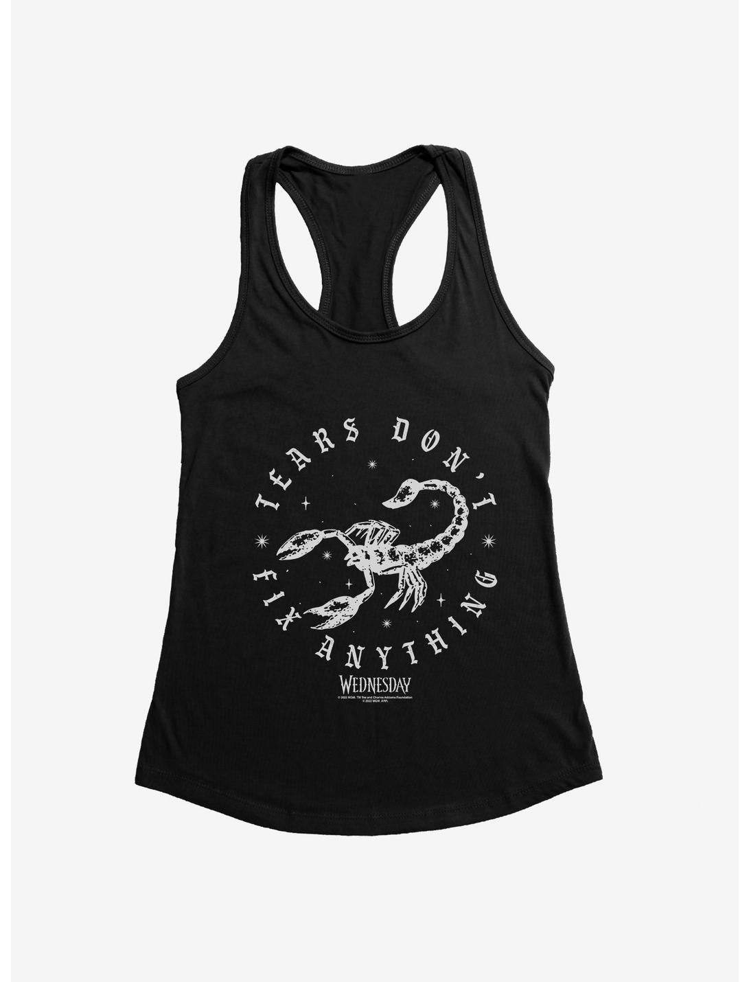 Wednesday Tears Don't Fix Anything Womens Tank Top, BLACK, hi-res